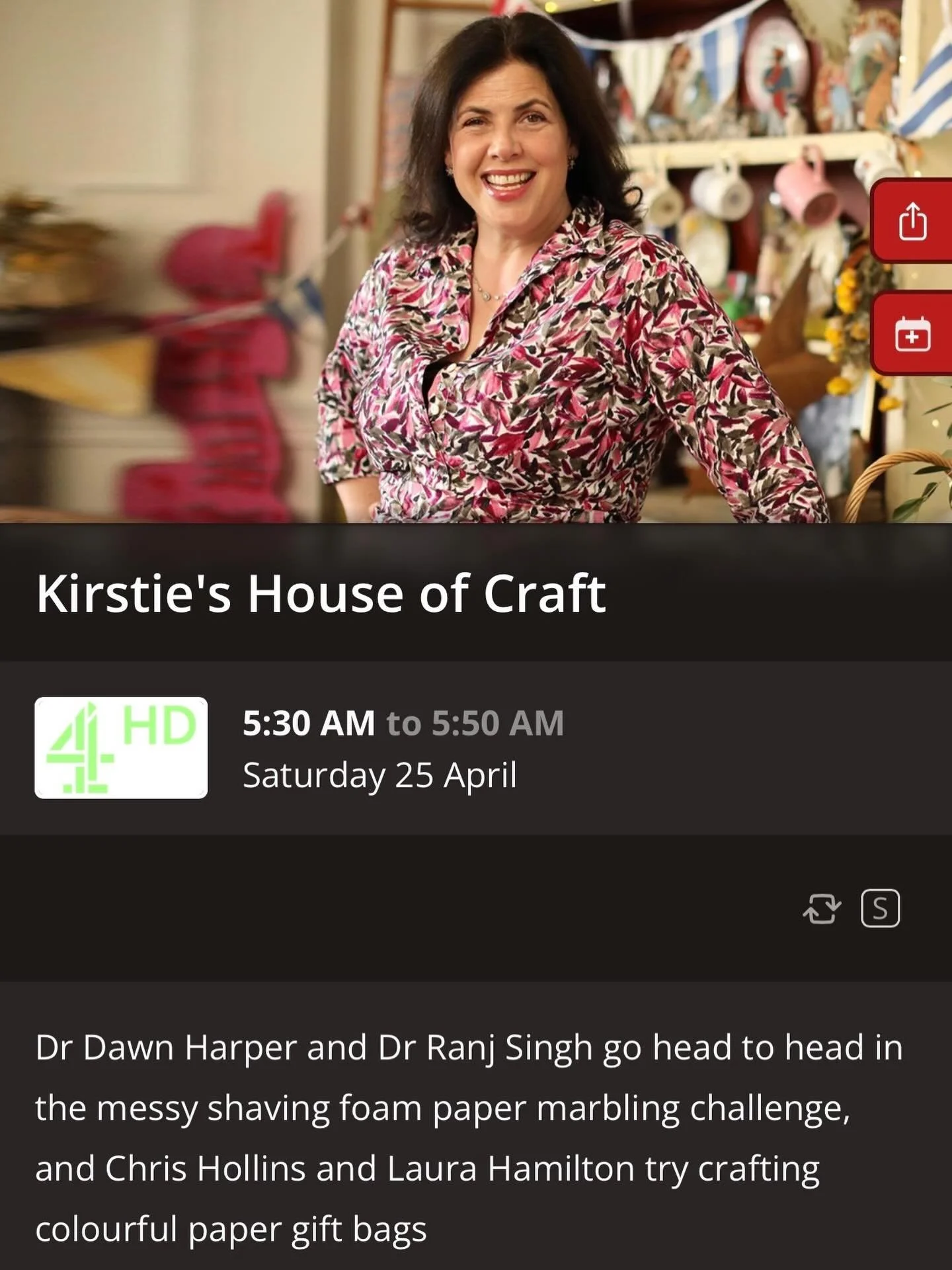 One to watch for you early birds or set to record! It&rsquo;s a good one 🤩 #kirstieshouseofcraft #channel4 #onetowatch