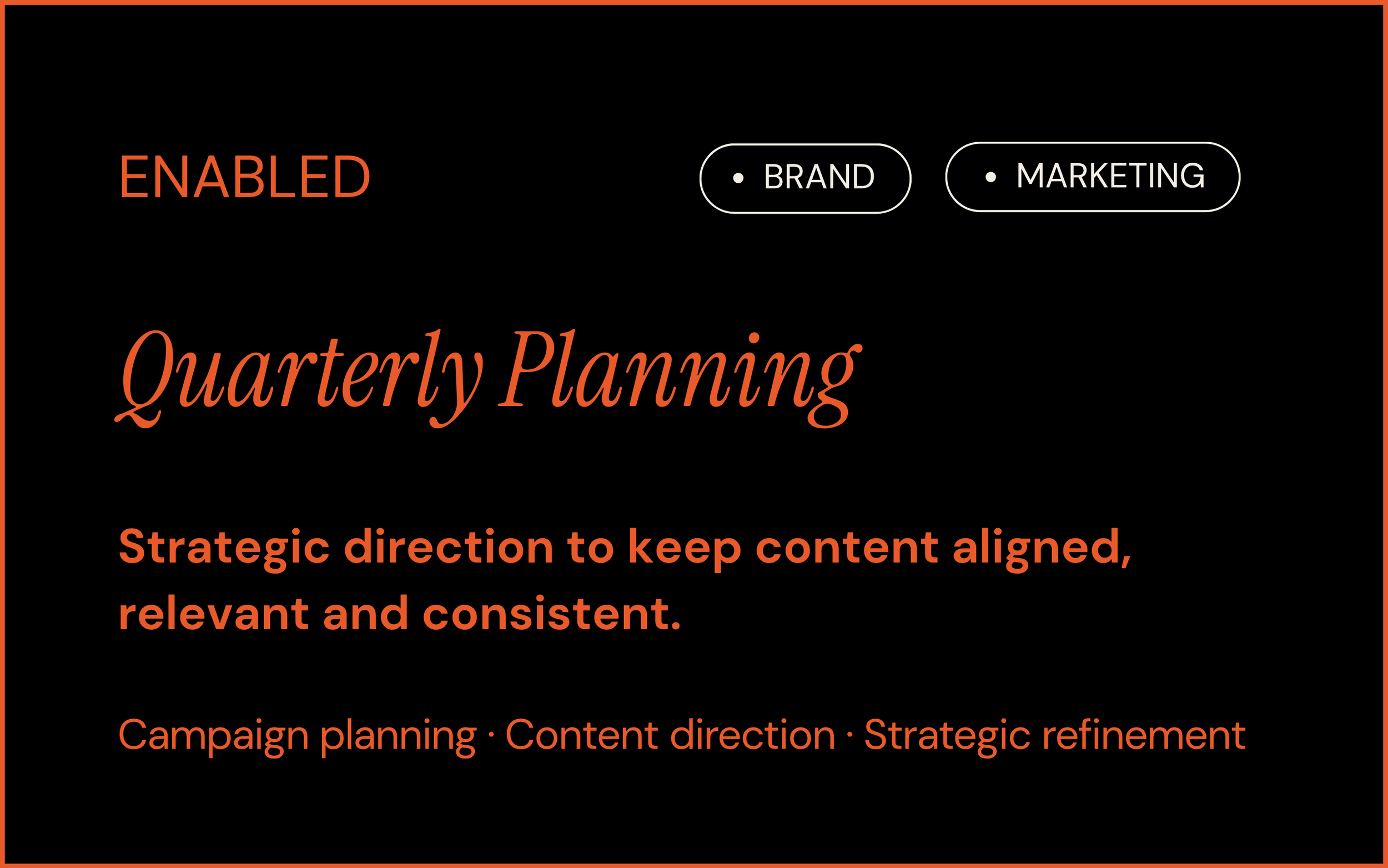 Assembl Studio Quarterly Planning service overview describing campaign planning, content direction and strategic refinement.