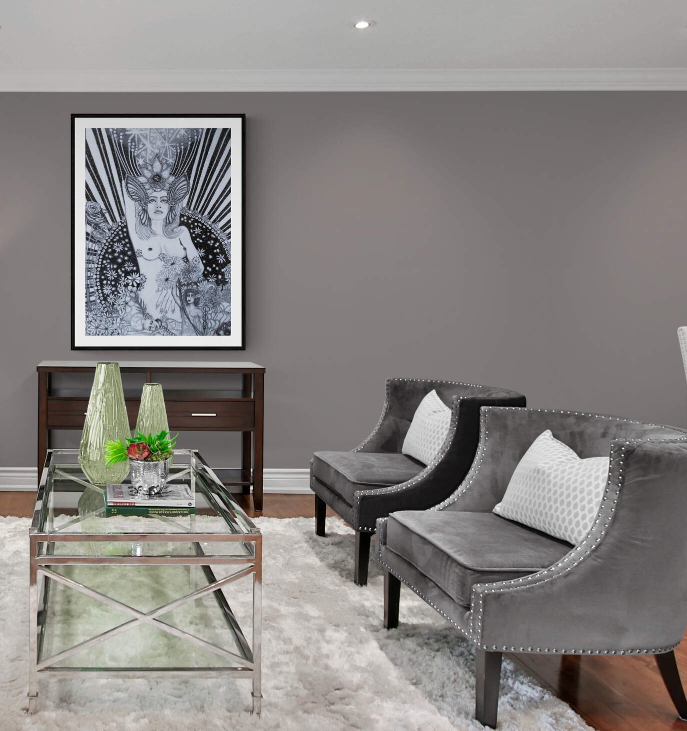 In Mercy of Venus | Graphite | XXL Print | Silver Formal Lounge