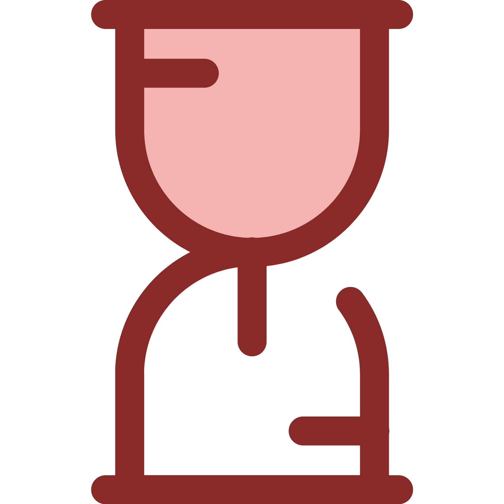 Icône d'une horloge stylisée avec une face rose et un cadre marron.