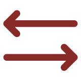 Deux flèches pointant dans des directions opposées, une à gauche et une à droite.