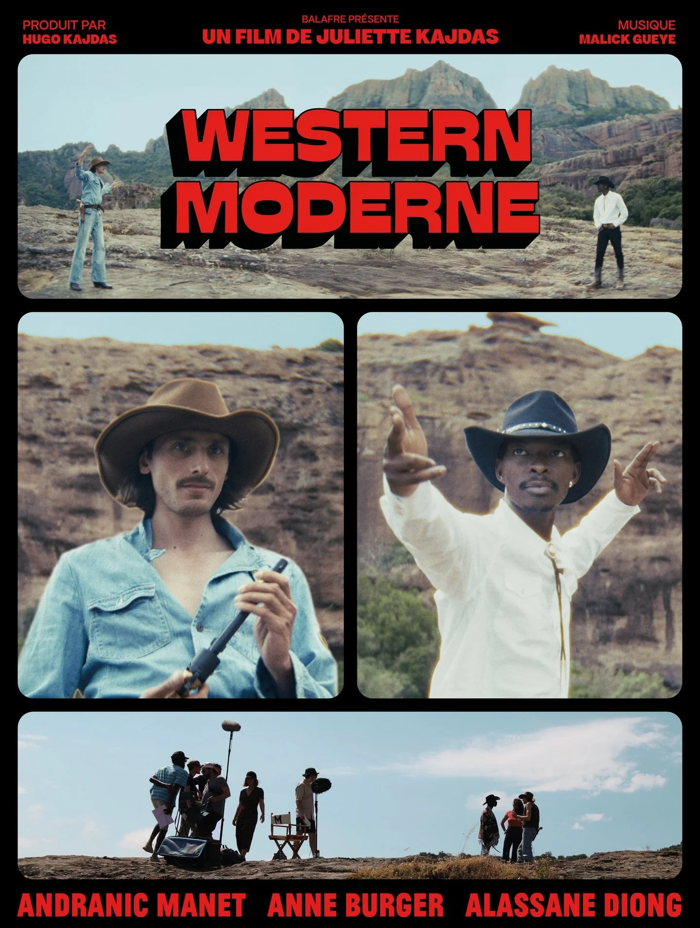 WESTERN MODERNE 🎞️ POSTER + TITLE 

Western Moderne, r&eacute;alis&eacute; par @juliettekajdas , emprunte les codes du western et se construit sur une mise en abyme, en suivant un tournage qui se heurte &agrave; ses propres ambitions. Entre fiction 