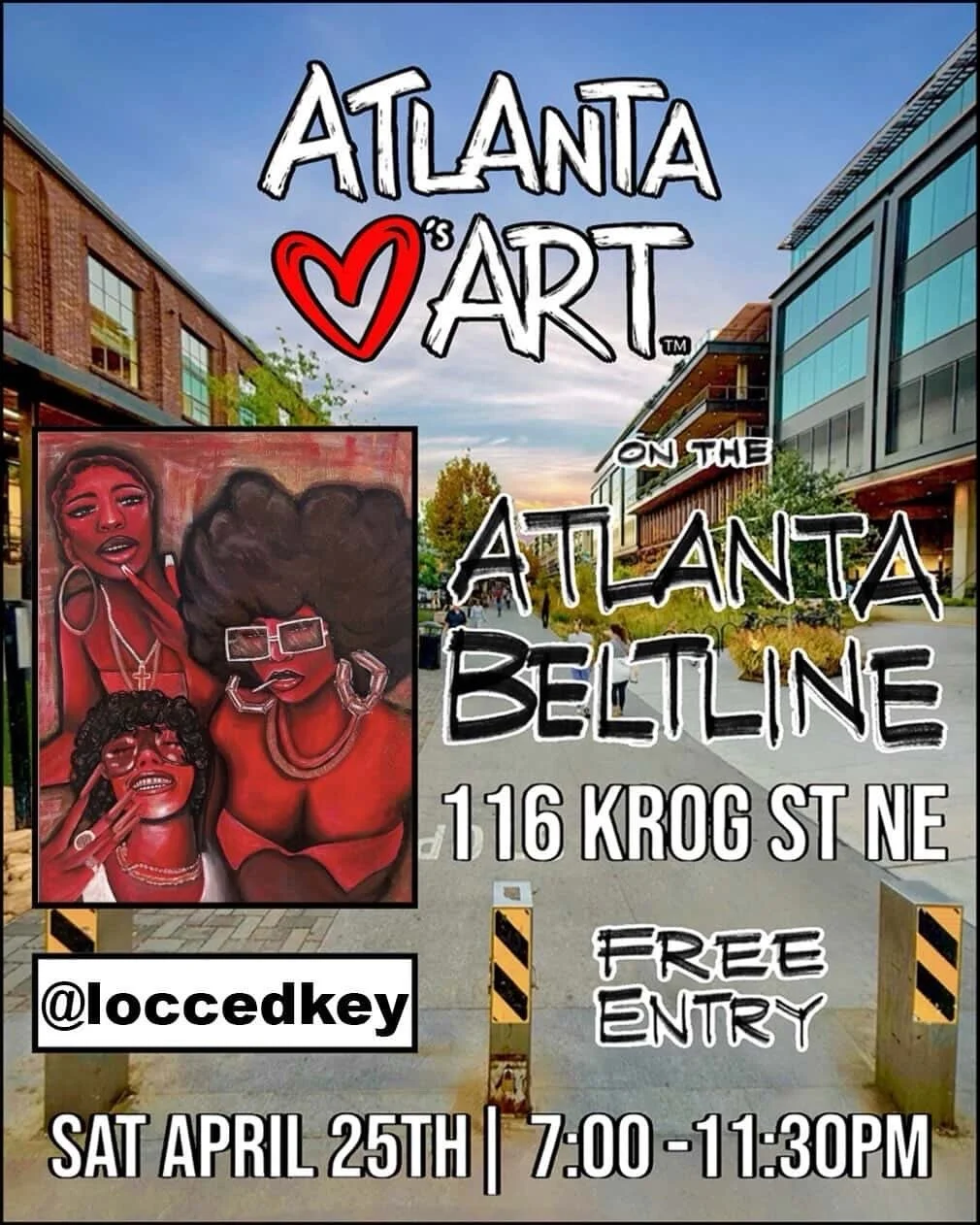 Soo I will be showcasing some of my work at the Atlanta Beltline 🙂&zwj;&harr;️❤️&zwj;🔥

Come experience the art in person!

Free entry &mdash; come support &amp; show love
April 25th this Saturday 7pm-11pm⭐️
