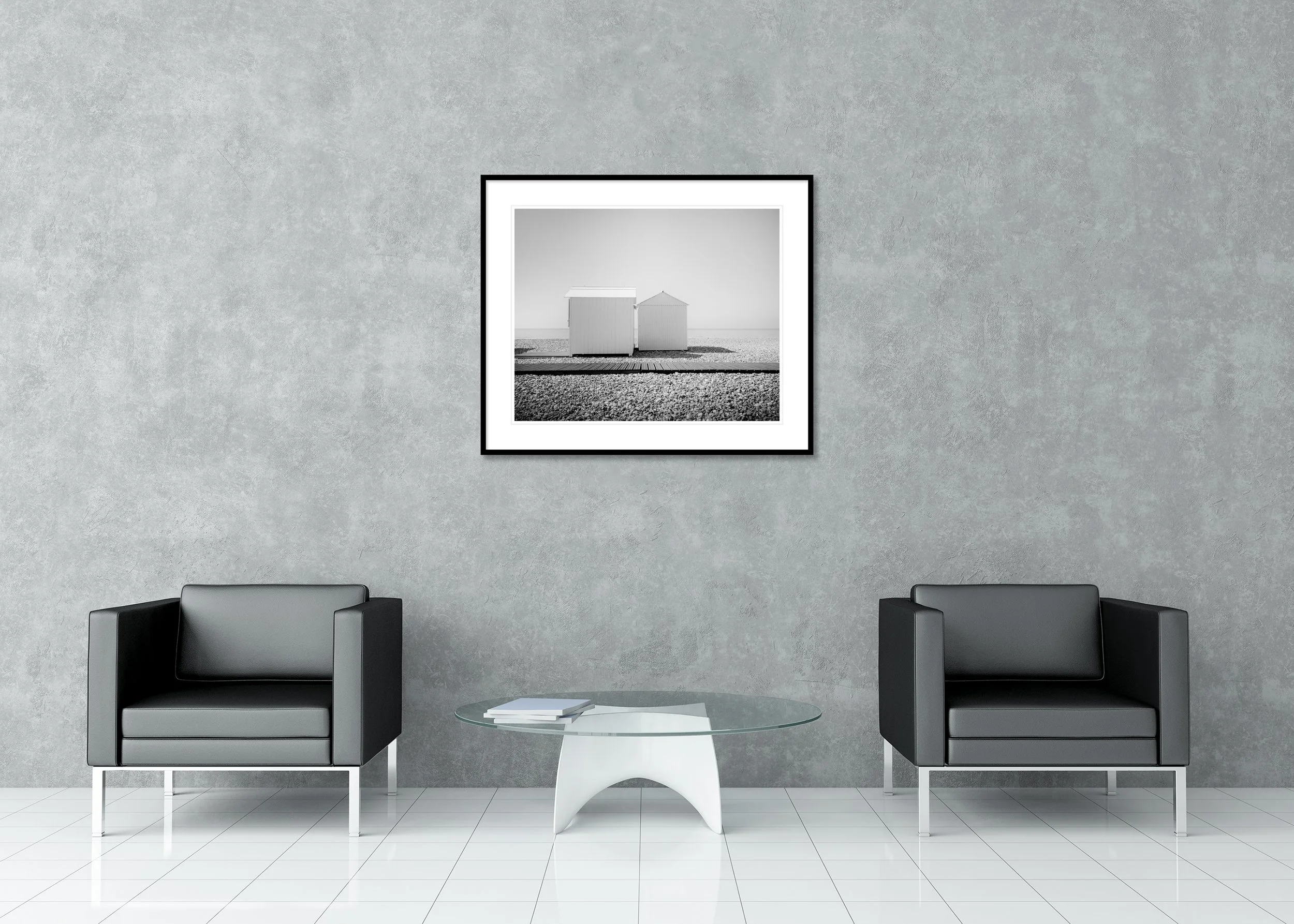 Esplanade Study 2 displayed in a modern interior as an archival pigment print in a black aluminium frame with white mount by Gerald Berghammer.