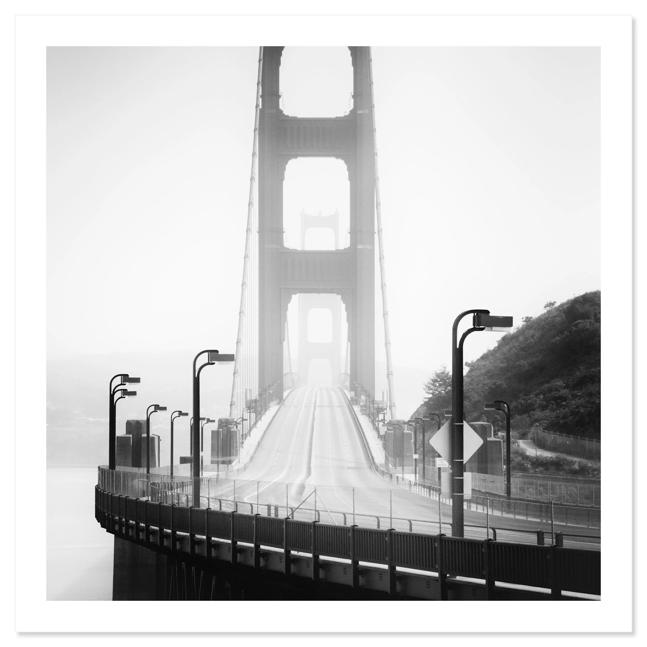 Golden Gate Bridge Study 7 by Gerald Berghammer, black-and-white fine art print with a white border, shown unframed.