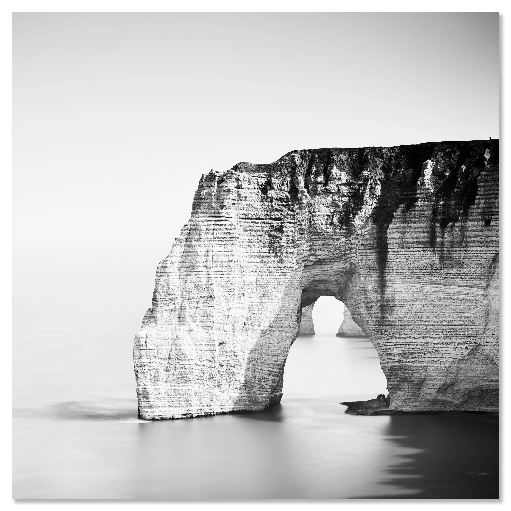The Cliffs of Étretat, Study 4 – France, black-and-white photograph mounted on frameless Dibond