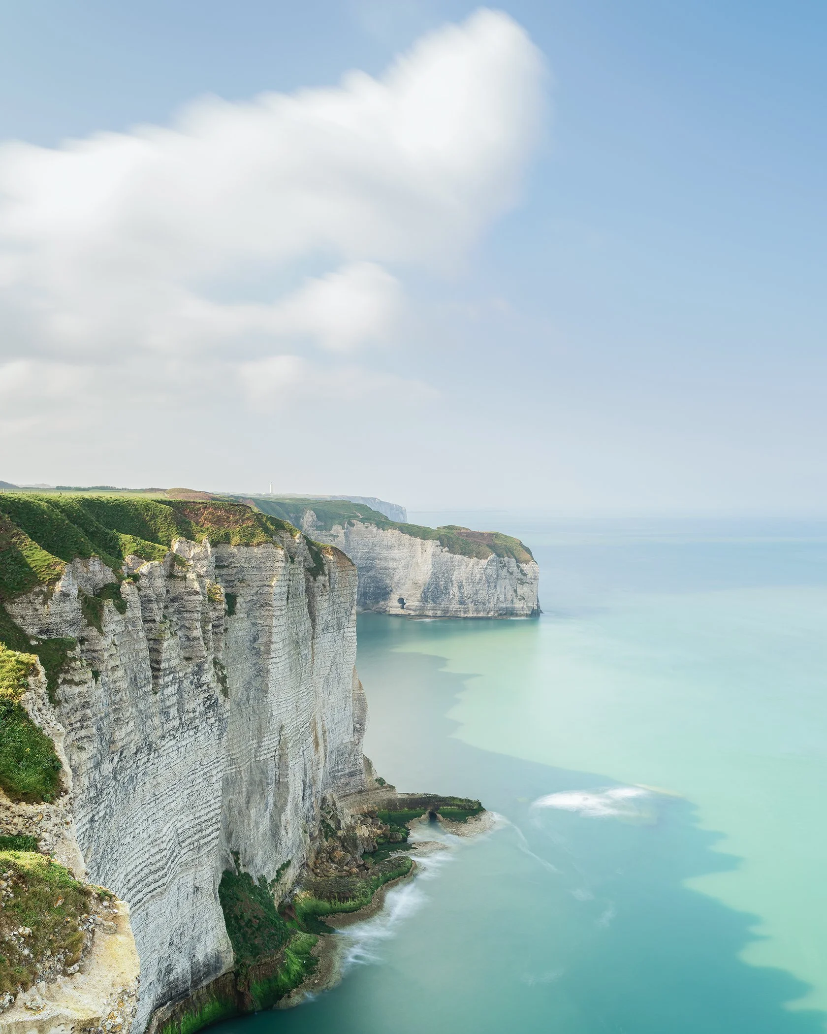 White Cliffs of Étretat Study 2, long-exposure colour fine art photograph of Normandy’s Alabaster Coast by Gerald Berghammer.