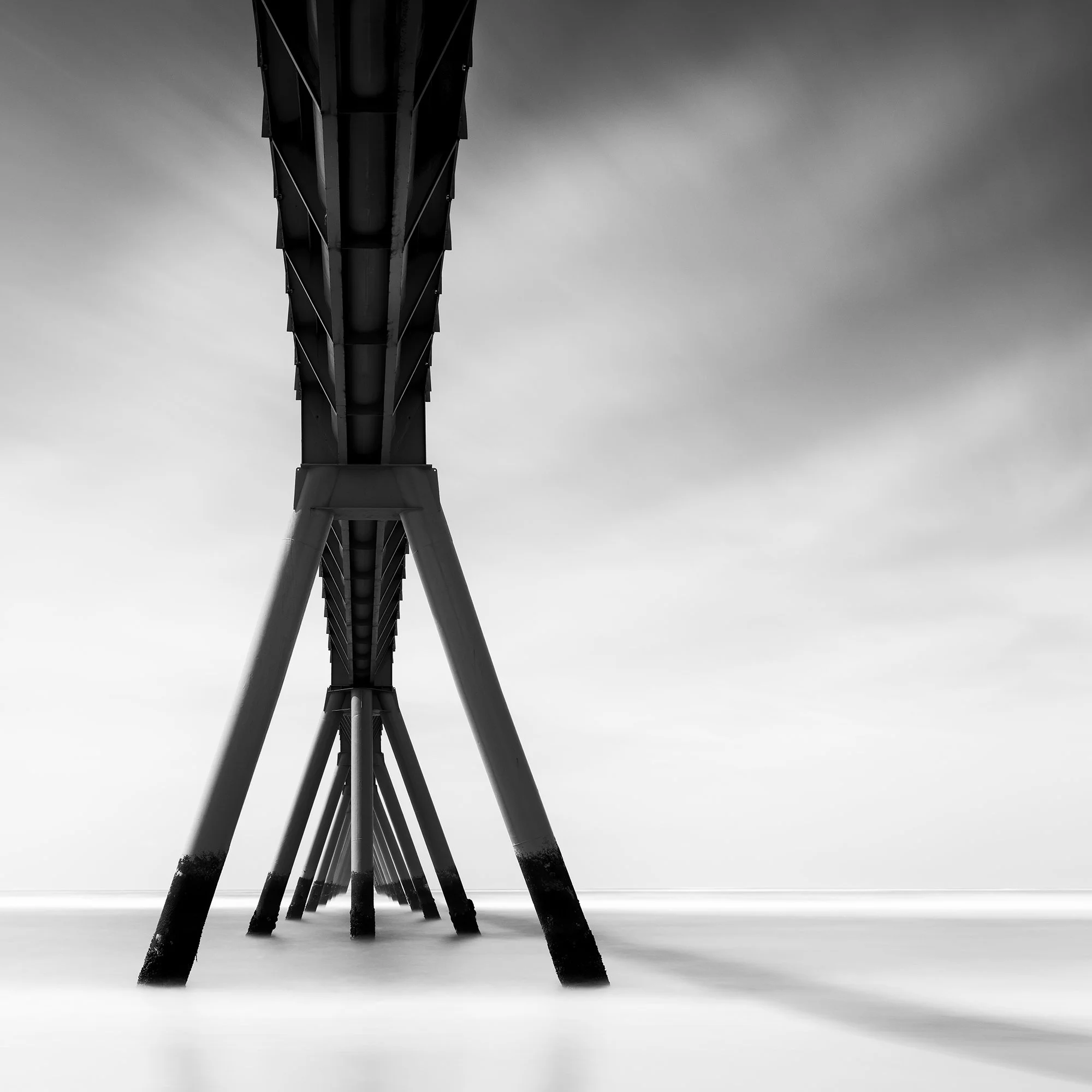 Wharf de la Salie Study 1 by Gerald Berghammer, detail of converging architectural lines beneath the pier in France.