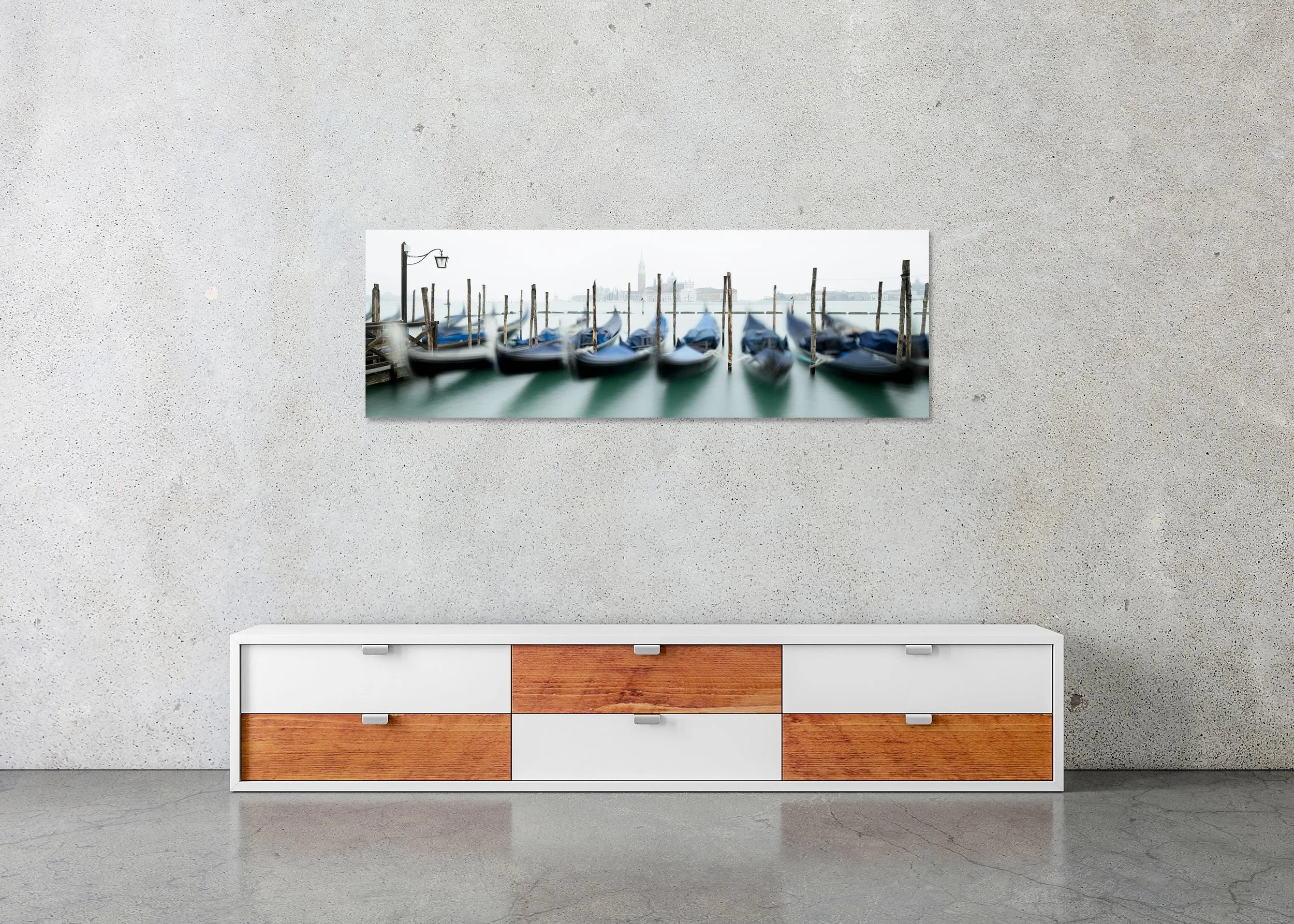 Gerald Berghammer - Gondola, San Giorgio Maggiore, panorama citsycape, Venice, ChromaLuxe print on aluminium, frameless