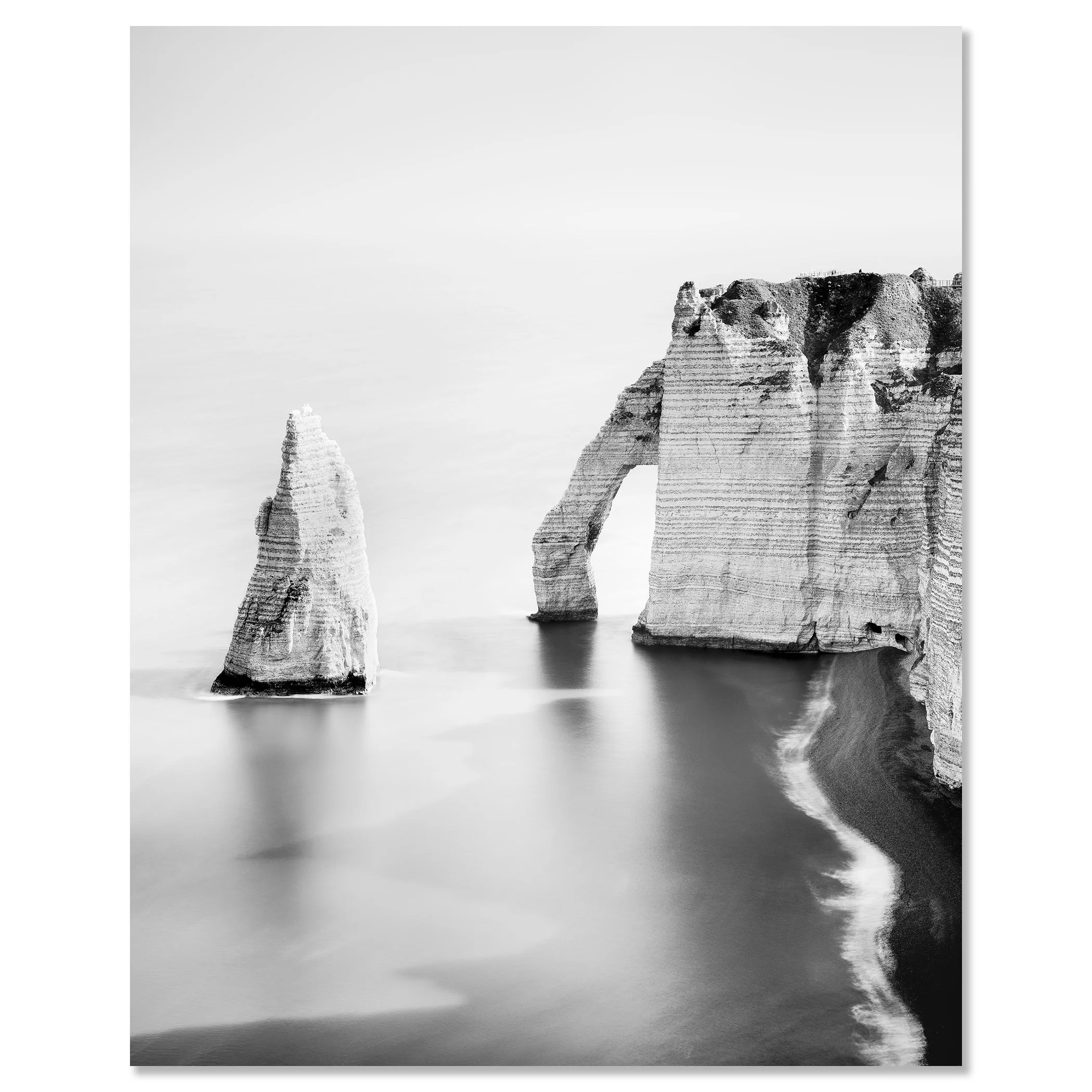 The Cliffs of Étretat, Study 3 by Gerald Berghammer, frameless black-and-white fine art photograph mounted on aluminium Dibond.