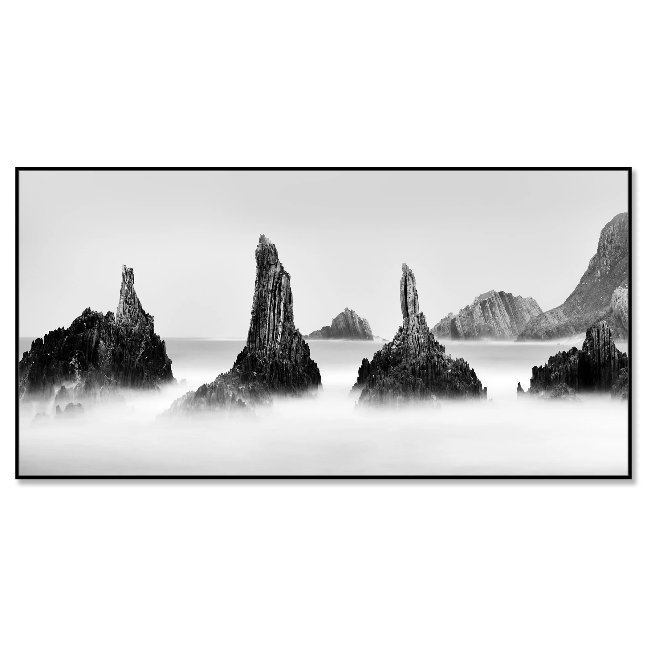 Rocky Peaks Panorama Study 5 by Gerald Berghammer mounted on Dibond in a black aluminium ArtBox frame.