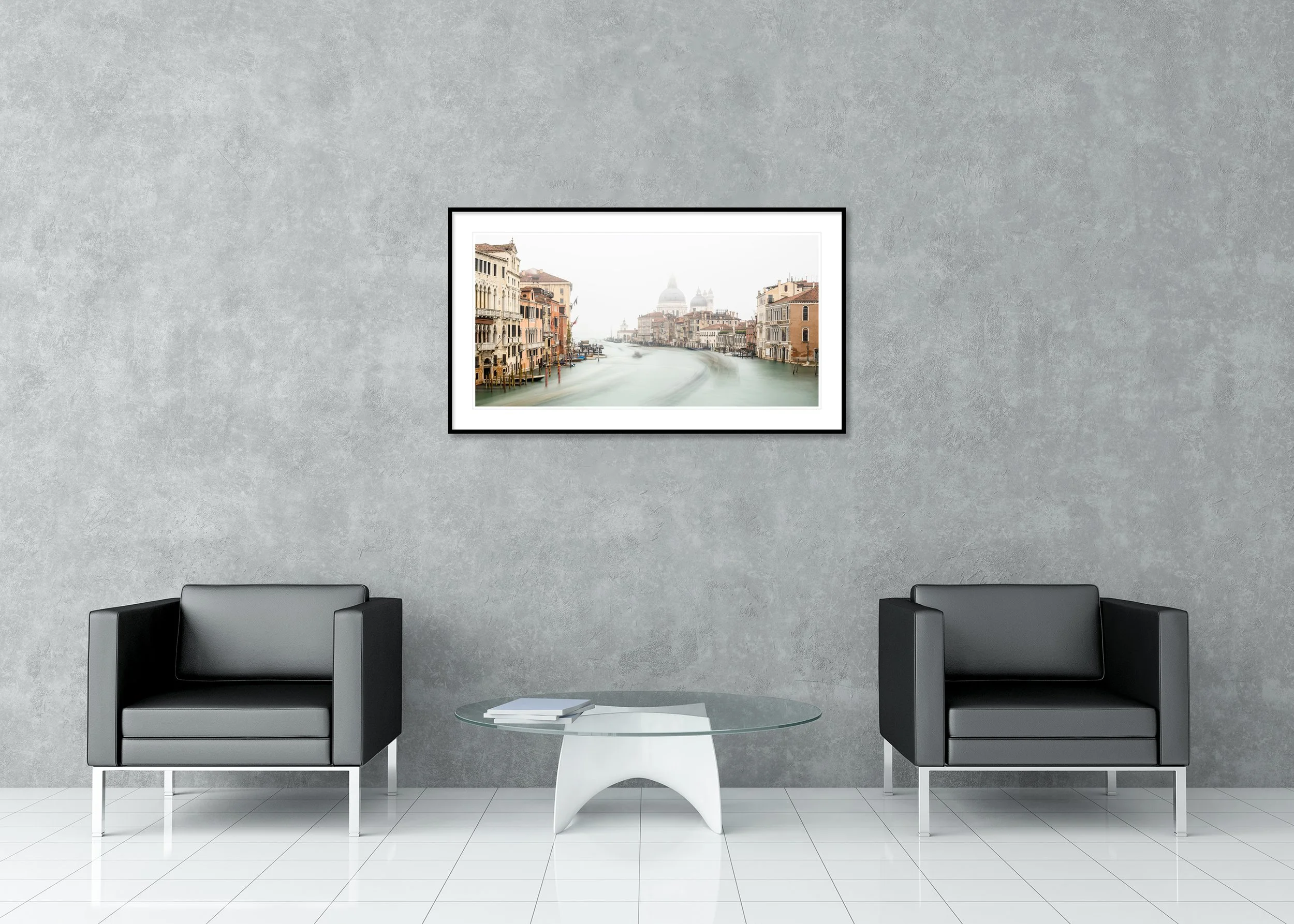 Grand Canal and Basilica di Santa Maria della Salute – Venice, archival pigment print displayed in an aluminium frame with a white mount.