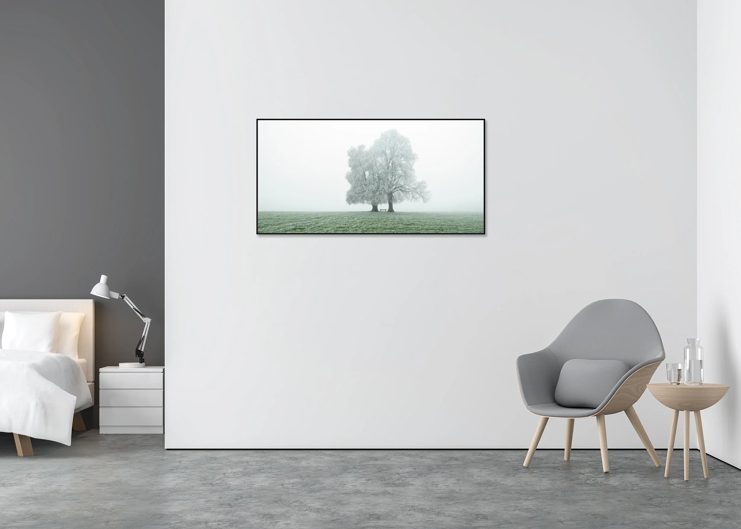 Gerald Berghammer - Place to linger Panorama, minimalist winter landscape, Austria, ChromaLuxe print, aluminium art box