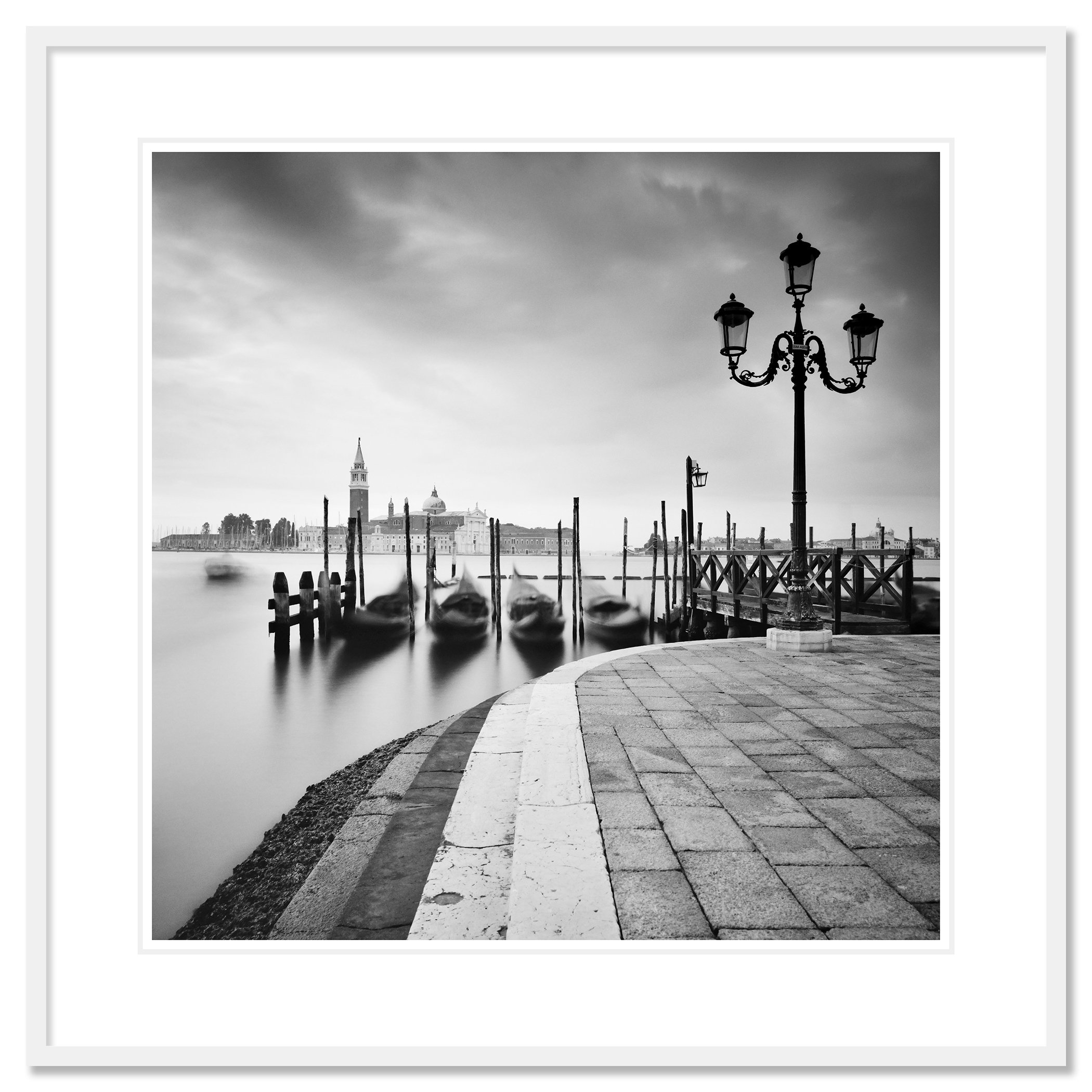 Basilica di San Giorgio Maggiore Study 2 by Gerald Berghammer, black-and-white photograph in a white aluminium frame with white mount.
