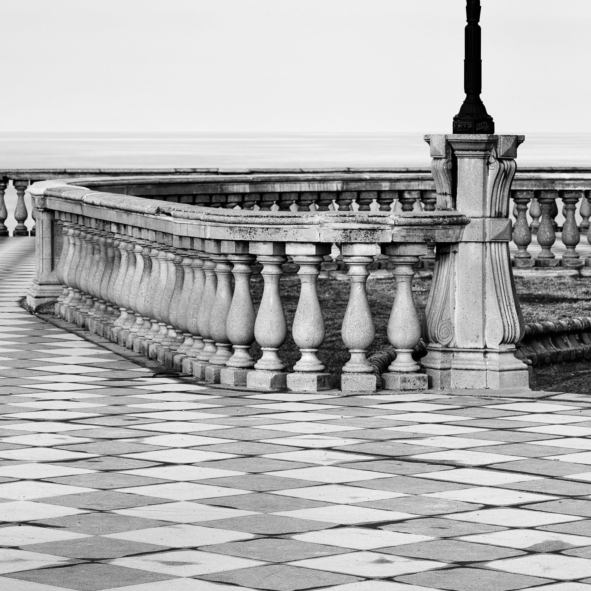 Print detail of Terrazza Mascagni Study 1 by Gerald Berghammer, minimalist black-and-white fine art photography from Tuscany, Italy.