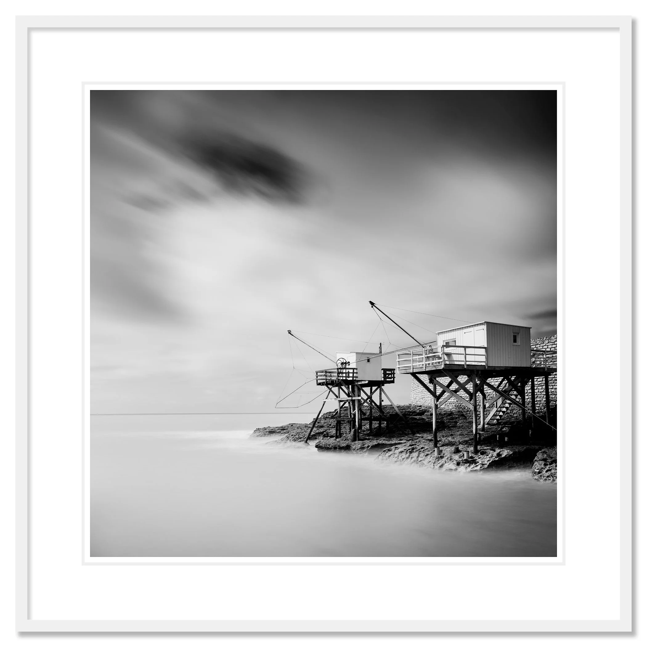Carrelet Study 1 by Gerald Berghammer shown in a white aluminium frame with white mount.