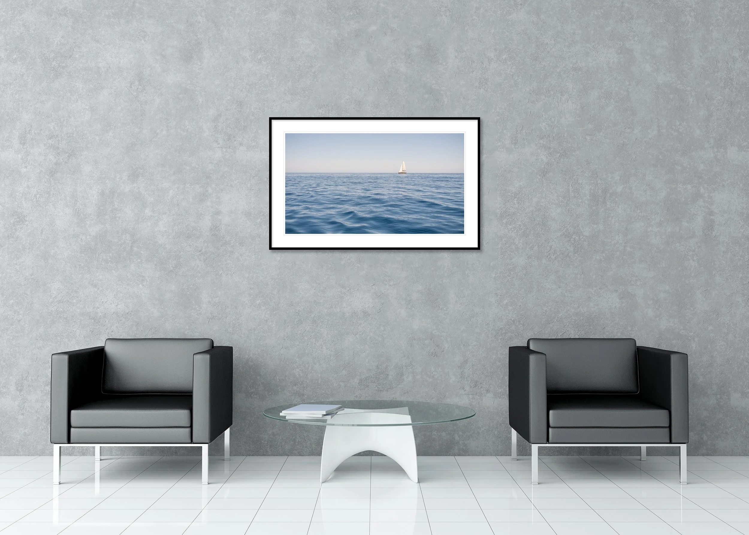 The Sound of the Sea, Study 1 displayed as an archival pigment print in a classic black frame with mount