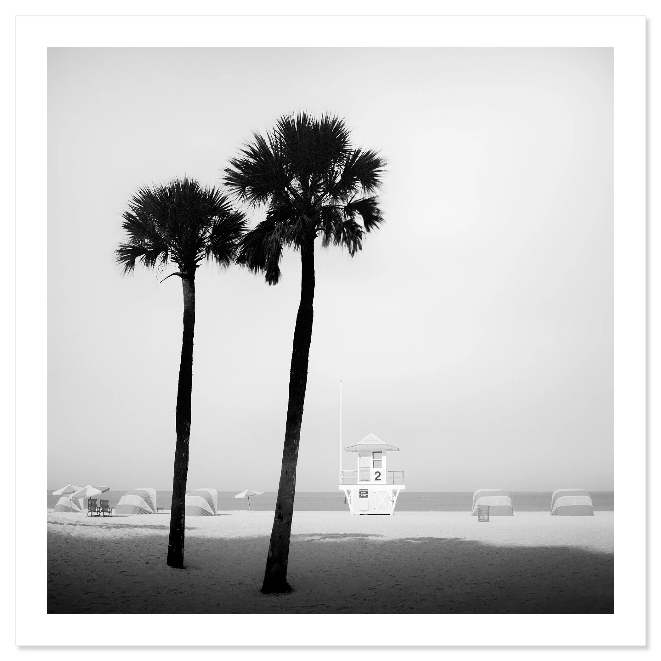 Lifeguard Tower Study 2 shown as an archival pigment fine art print with white border by Gerald Berghammer.