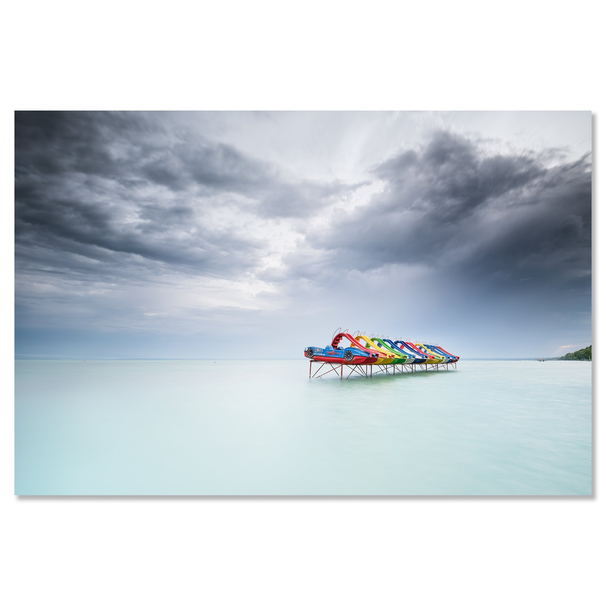Pedal Boat Colour Study 1 as a frameless colour photograph mounted on aluminium Dibond. Photo by Gerald Berghammer.