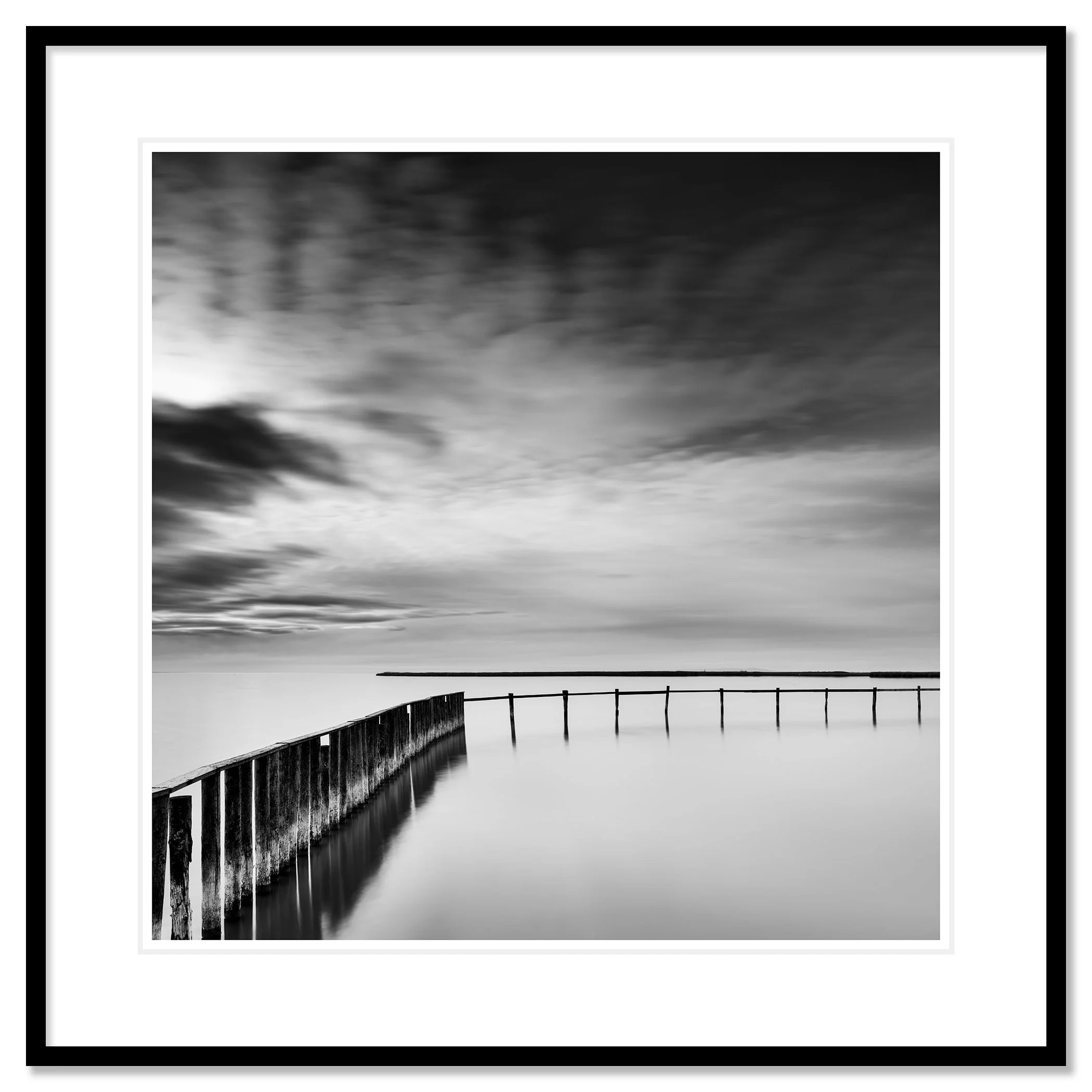 Swimming Area Study 3 shown in a black aluminium frame with a white mount by Gerald Berghammer.