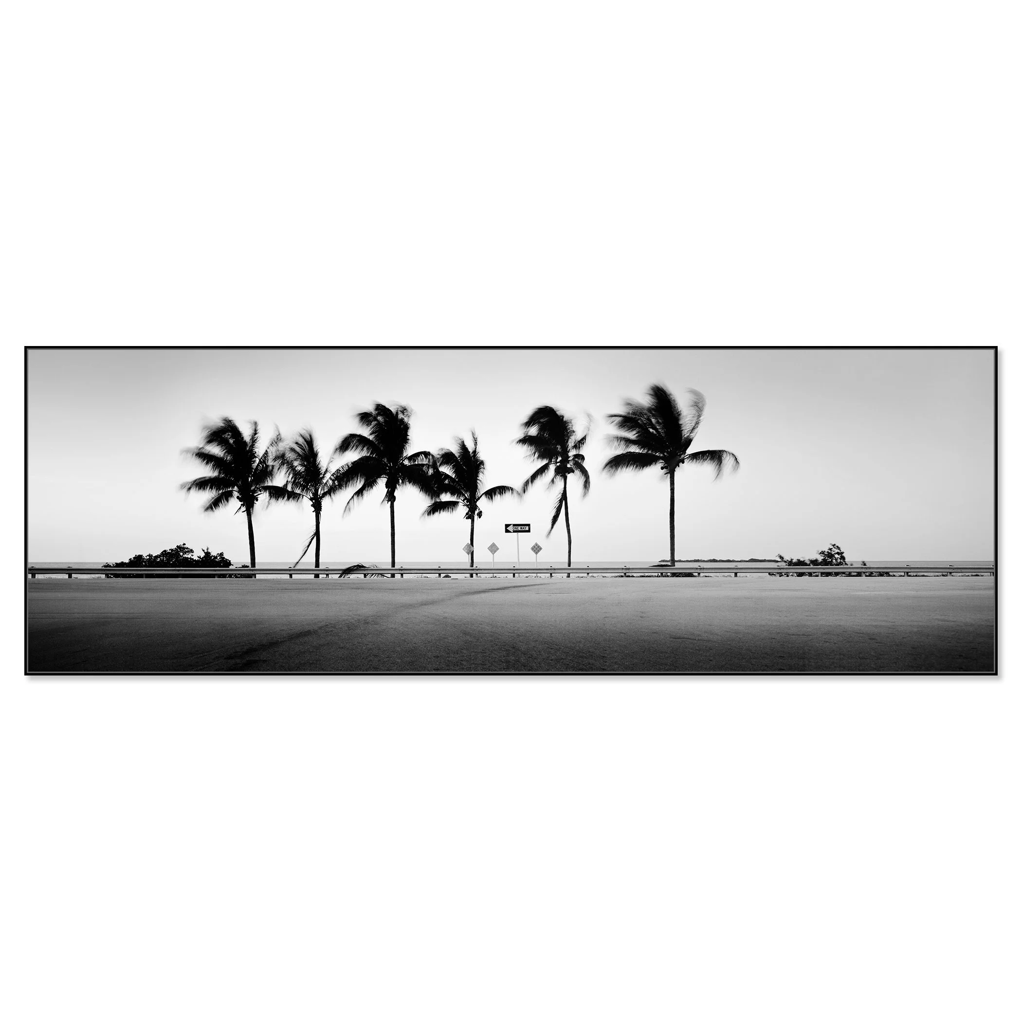 One Way Panorama Study 1 displayed as a black-and-white Dibond print in a black aluminium ArtBox frame by Gerald Berghammer.