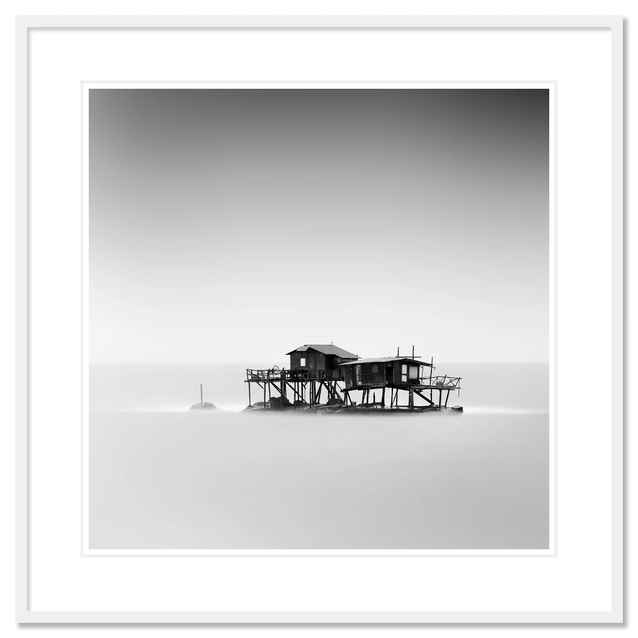 Marina di Pisa Study 1 as an archival pigment print in a white aluminium frame with a white mount by Gerald Berghammer.