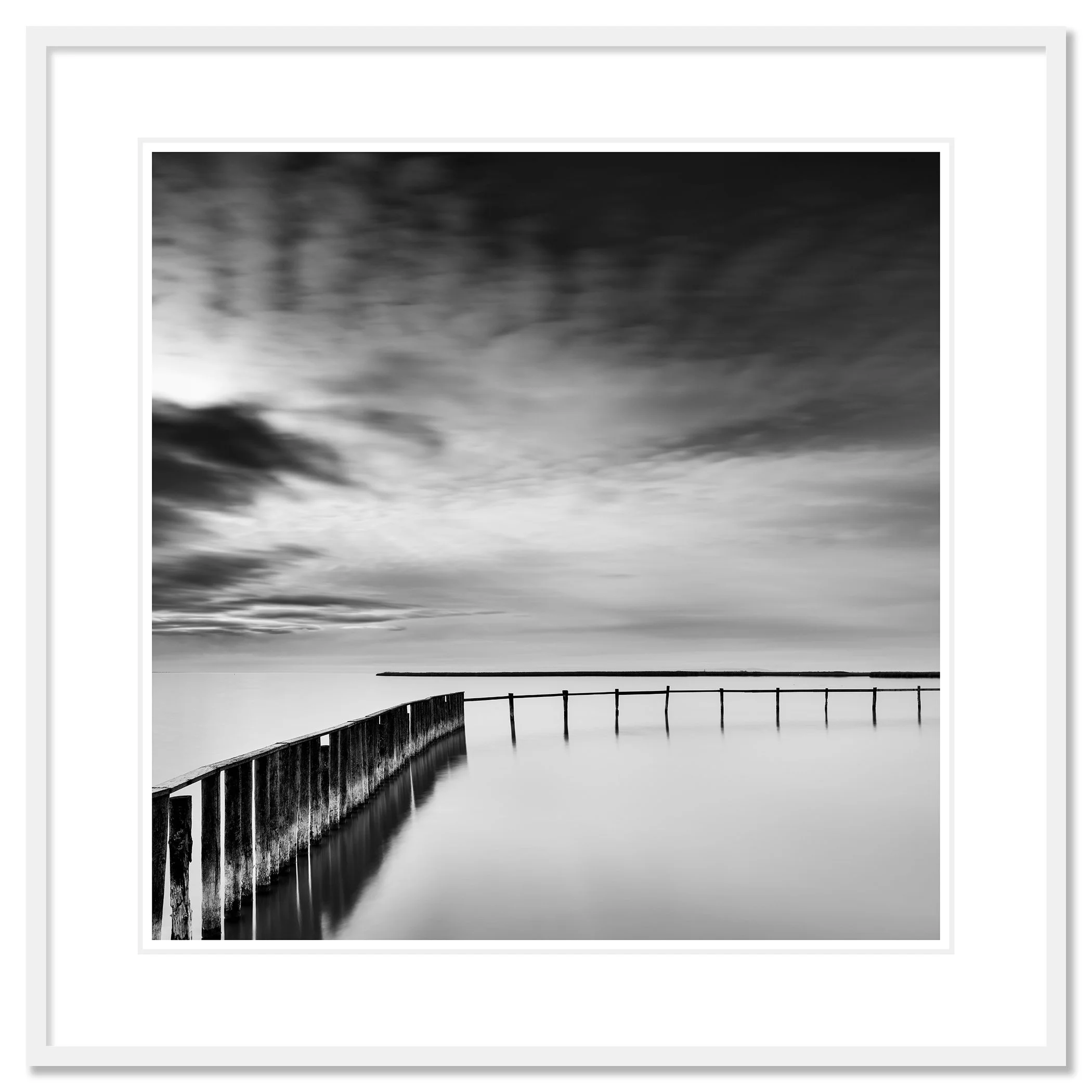 Swimming Area Study 3 shown in a white aluminium frame with a white mount by Gerald Berghammer.