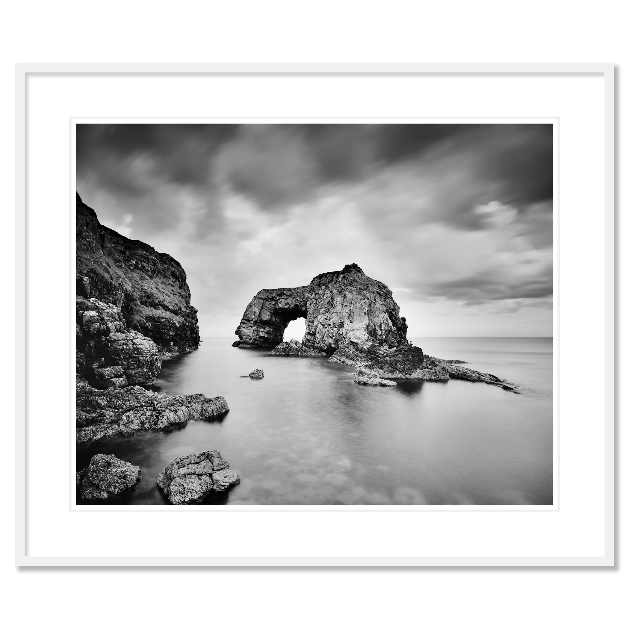 Great Pollet Sea Arch Study 3 in a white aluminium frame with a white mount by Gerald Berghammer.