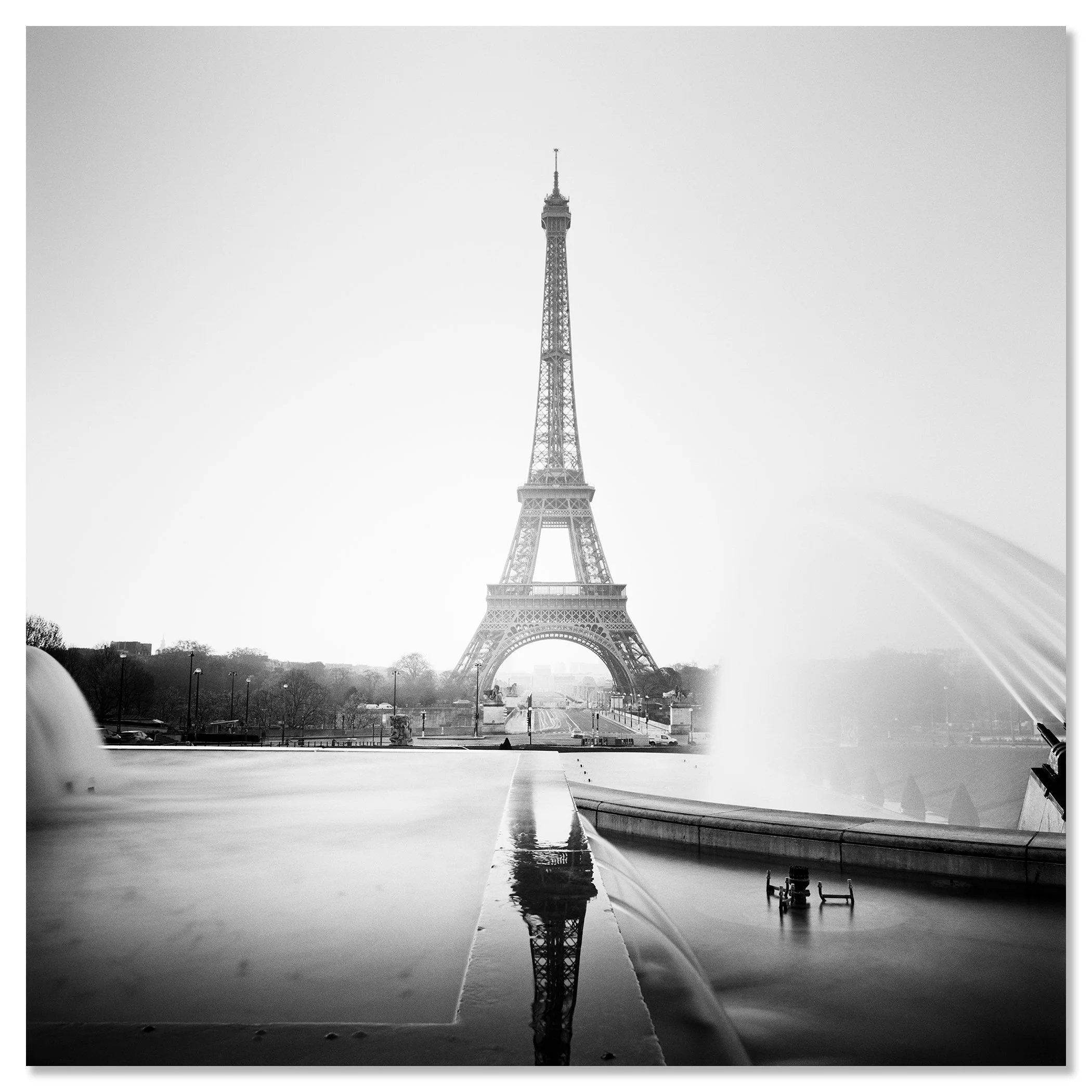 Eiffel Tower Study 1 – Paris, France, black-and-white photograph mounted on frameless Dibond