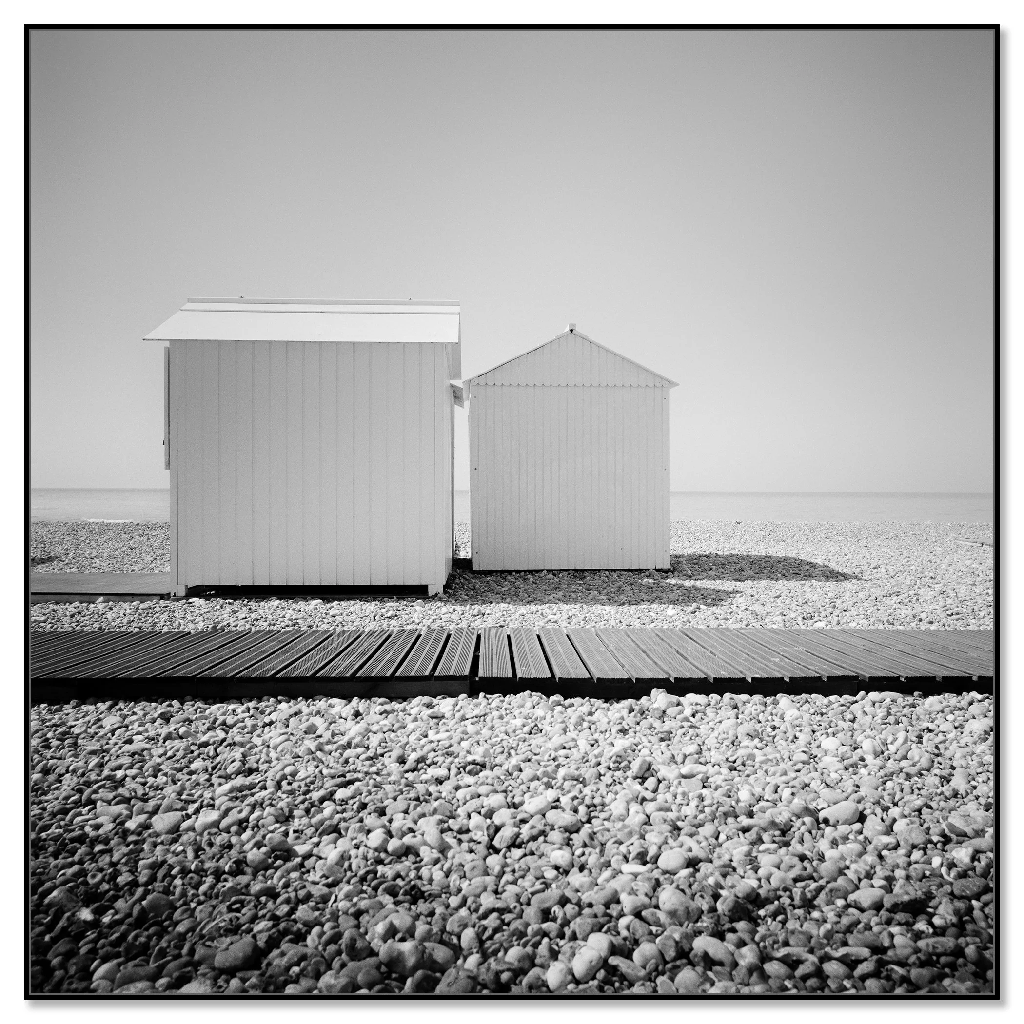 Beach Huts Study 10 – France by Gerald Berghammer in a black aluminium ArtBox frame.