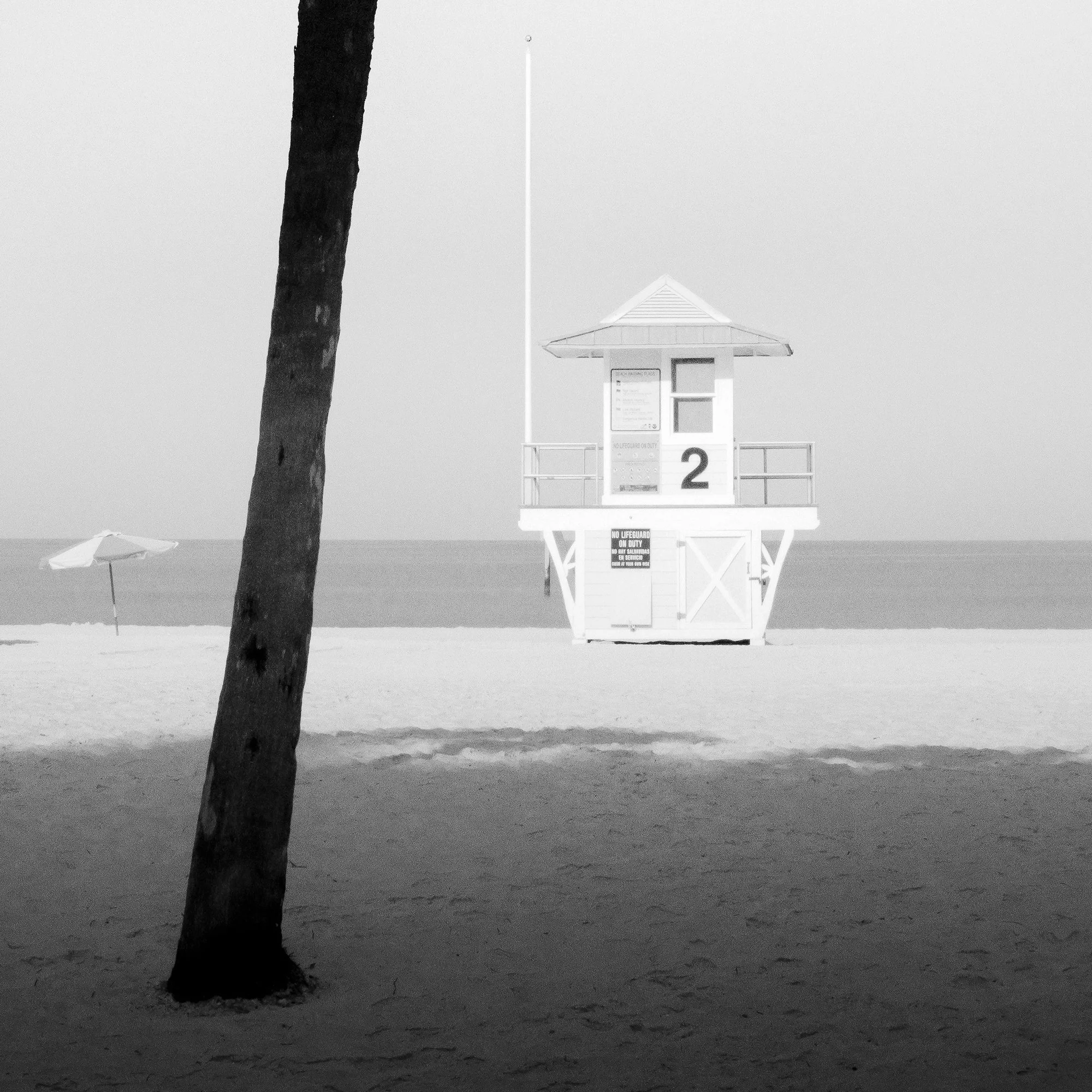 Lifeguard Tower Study 2, close detail of the black-and-white fine art photograph by Gerald Berghammer.