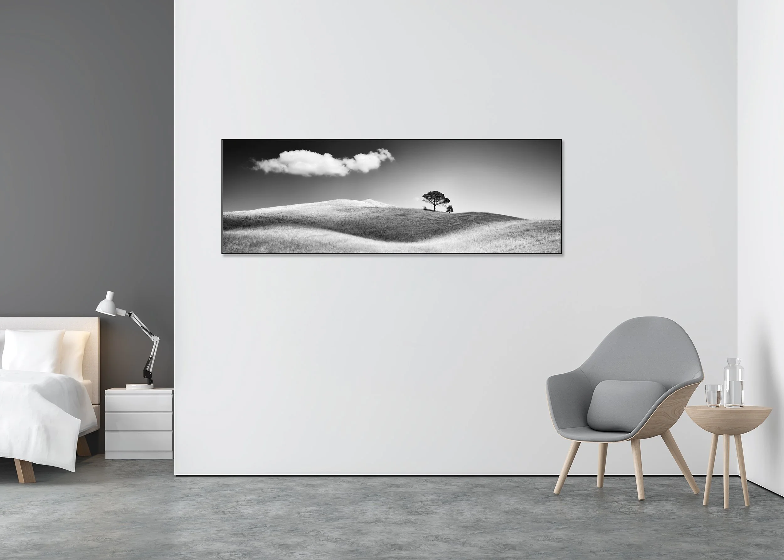 Tuscany, Italy panorama with stone pines, rolling countryside and distant hills, mounted to Dibond in an aluminium ArtBox.