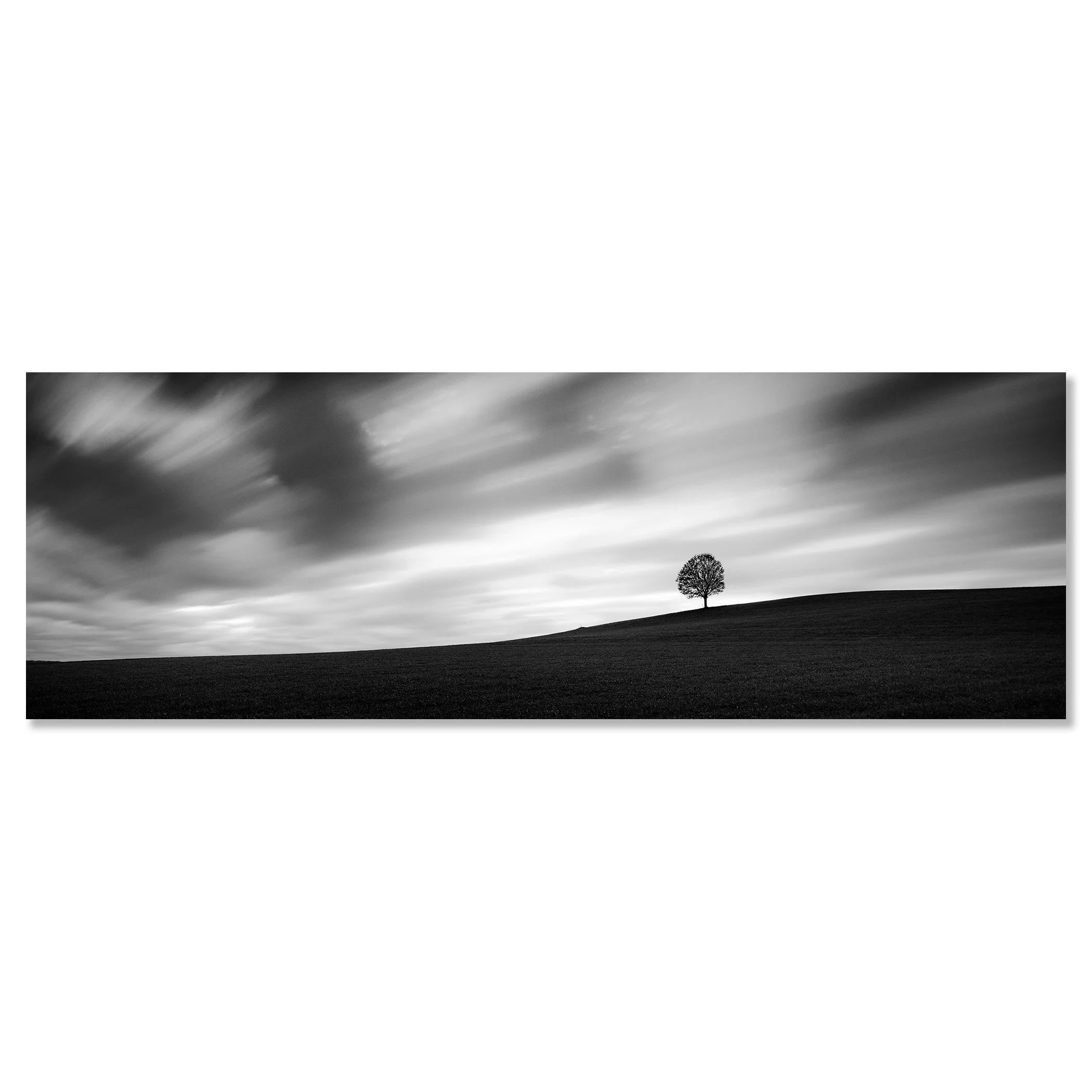 Turbulent Times Panorama Study 1 by Gerald Berghammer, black-and-white Dibond print presented in a black aluminium ArtBox frame.