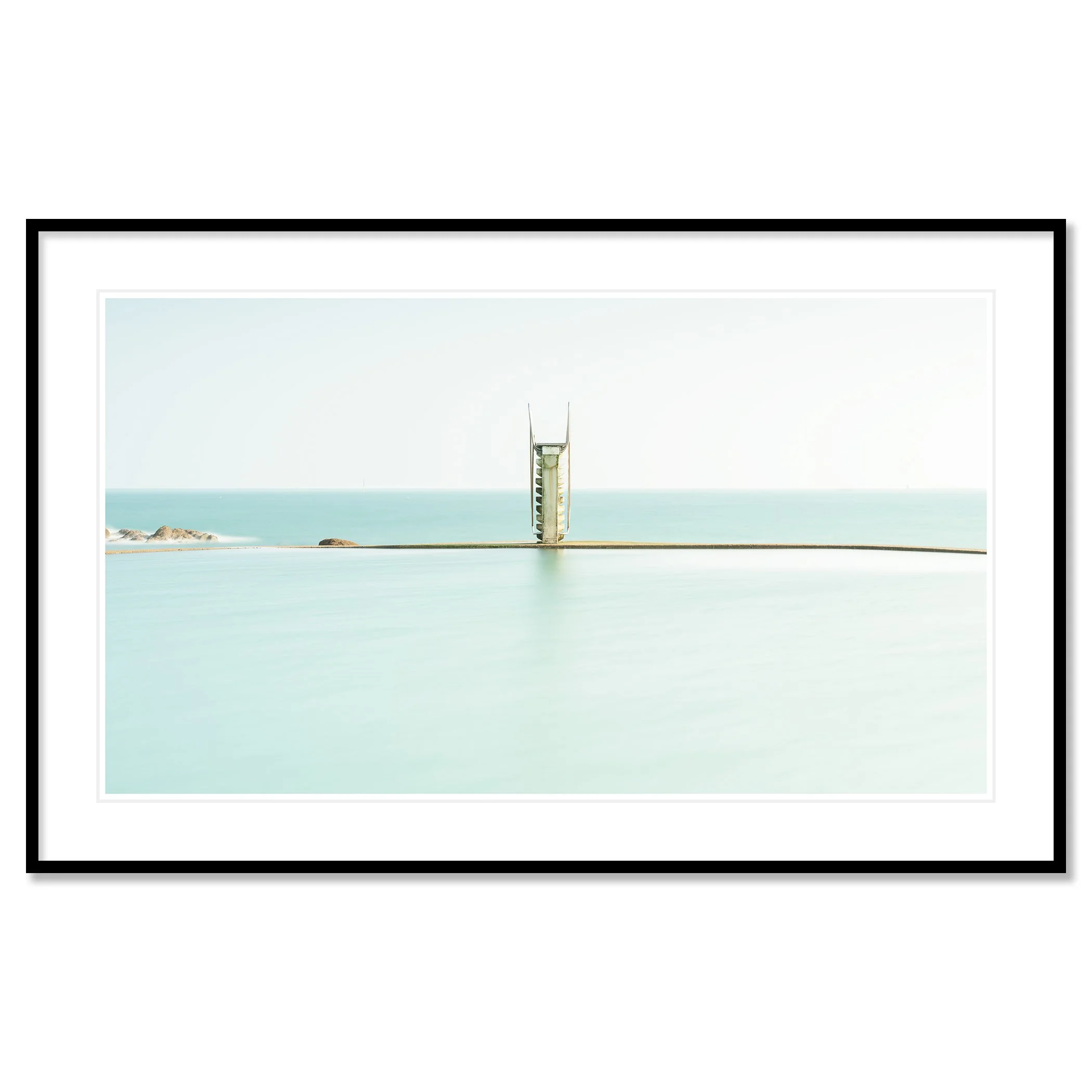 Diving Platform Panorama Study 2 by Gerald Berghammer shown as an archival pigment print in a black aluminium frame with white mount.