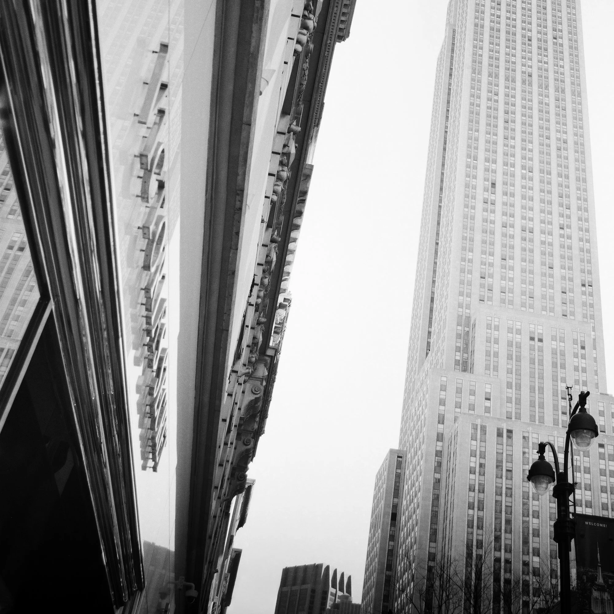 Detail of Victoria’s Secret Store by Gerald Berghammer showing the Empire State Building and reflected Manhattan architecture.