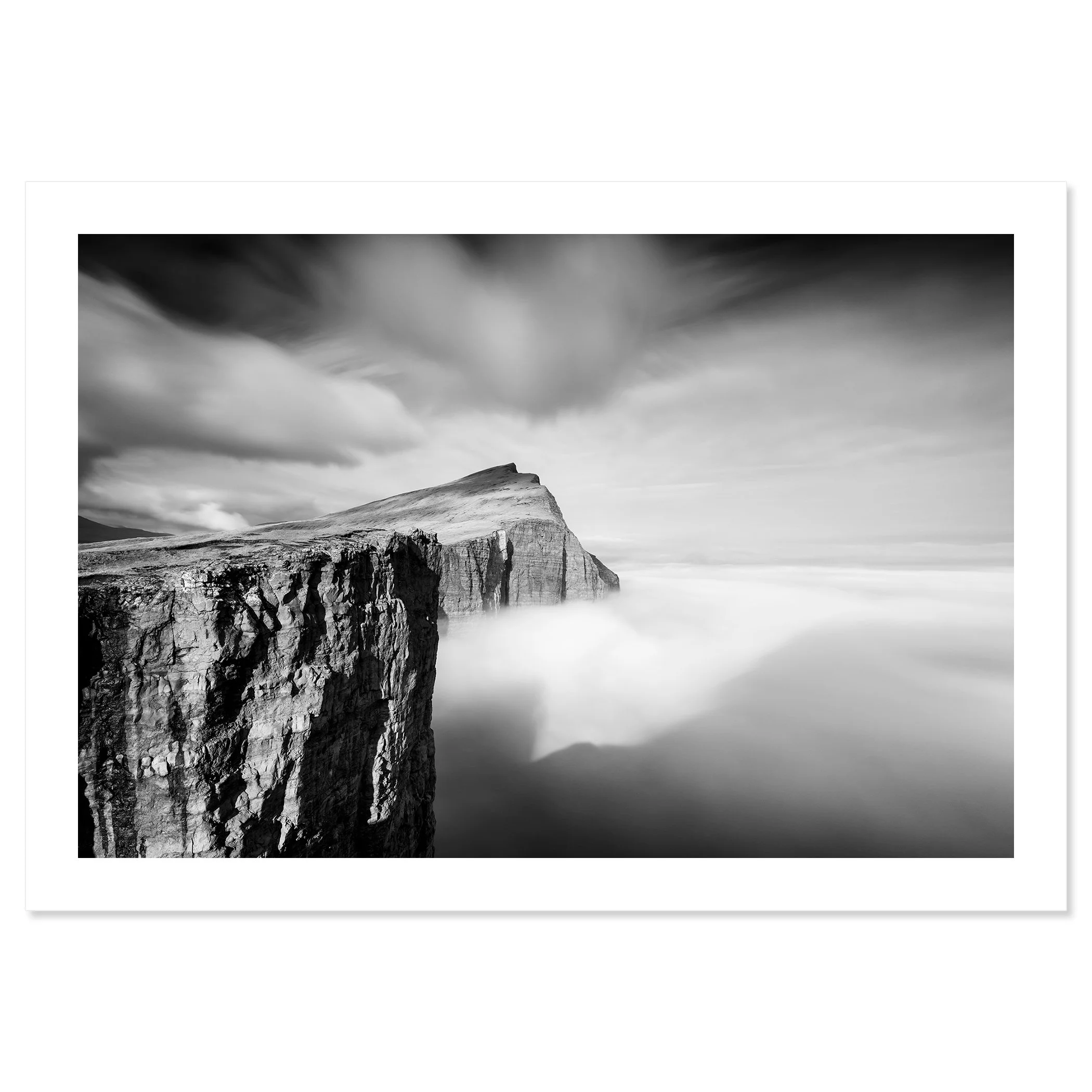 Foggy Slave Cliff, Study 1 – black-and-white fine art print with a white border by Gerald Berghammer.