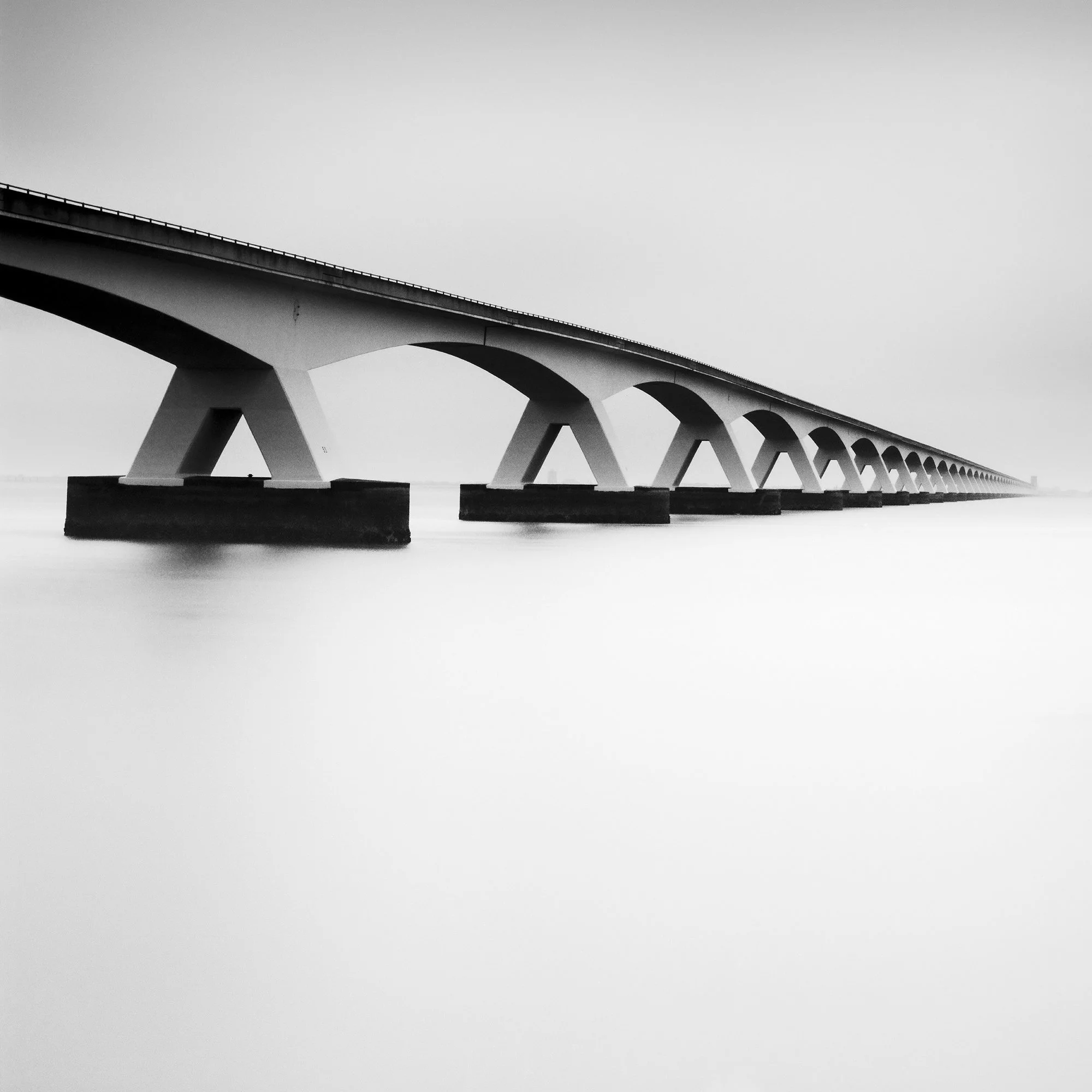 Detail of Zeeland Bridge Study 1 showing the sweeping geometry of Zeeland Bridge by Gerald Berghammer.