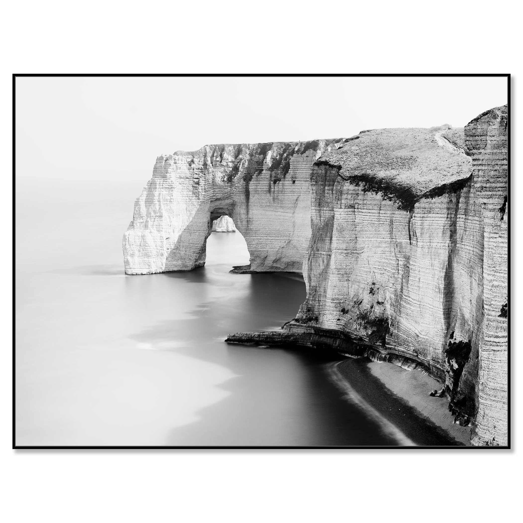Alabaster Coast, Study 2 – black-and-white Dibond print in a black aluminium ArtBox frame.