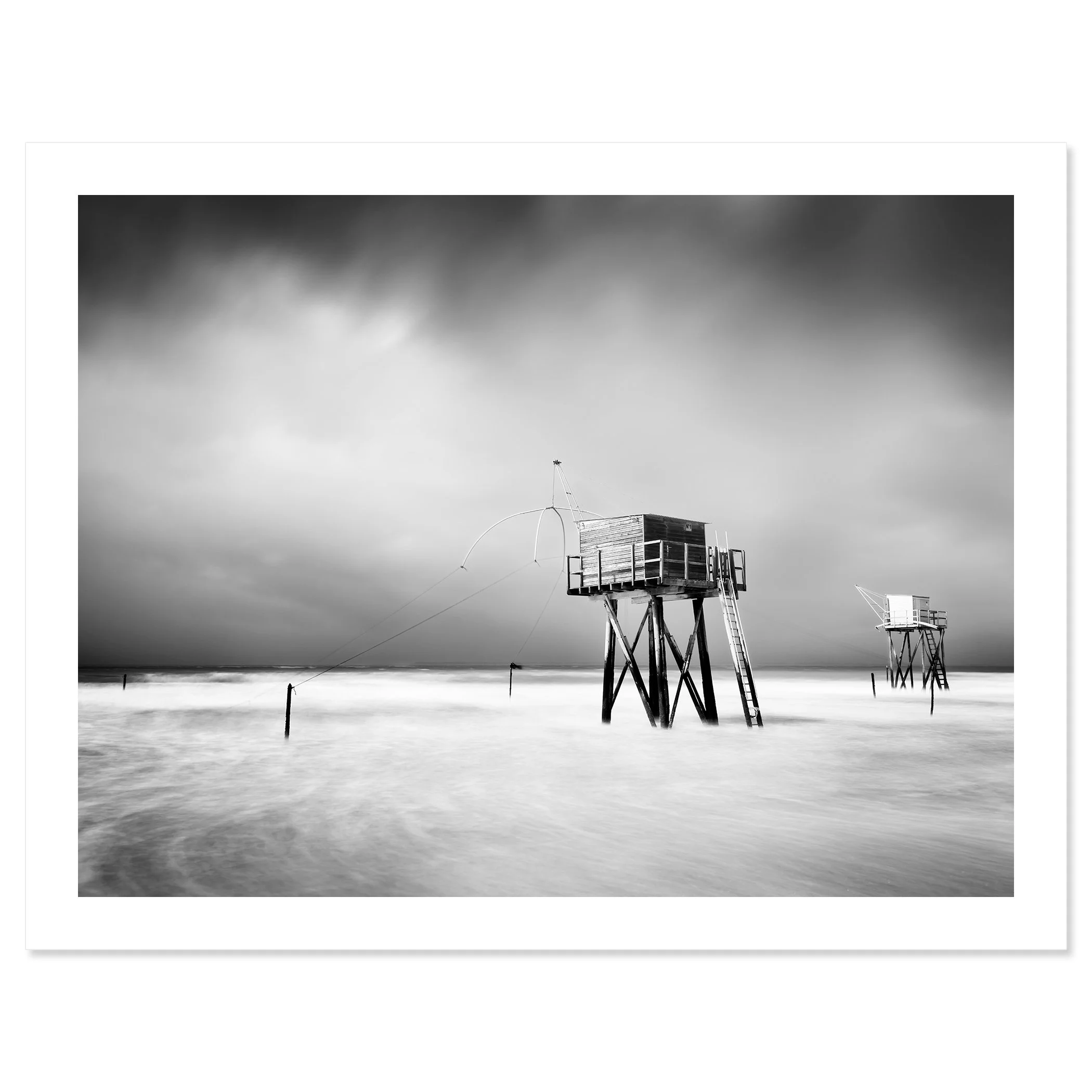 Fishing Hut on Stilts Study 4 shown as an archival pigment print with a white border by Gerald Berghammer.