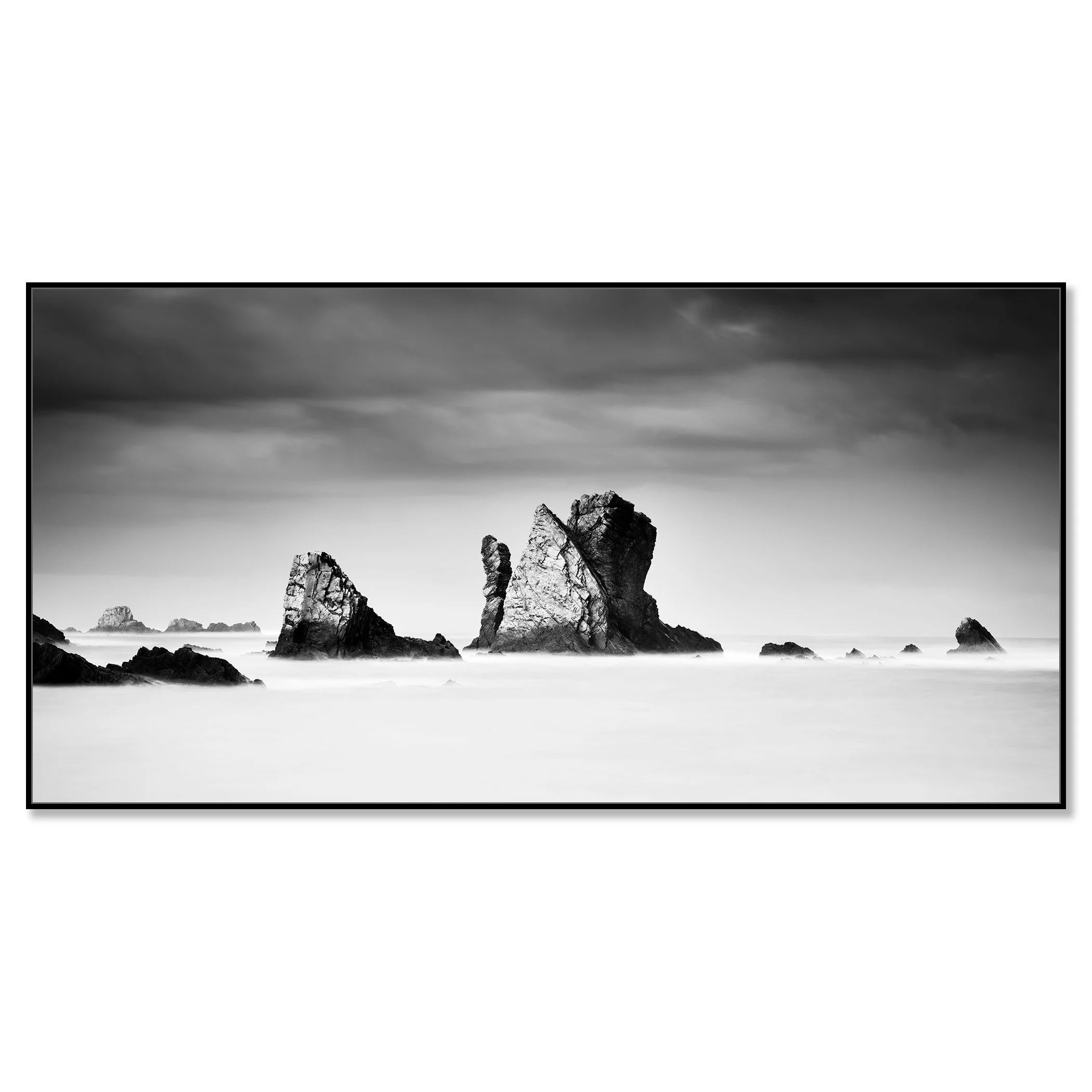 Silencio Beach, Study 1 – black-and-white photograph in a black aluminium ArtBox frame.