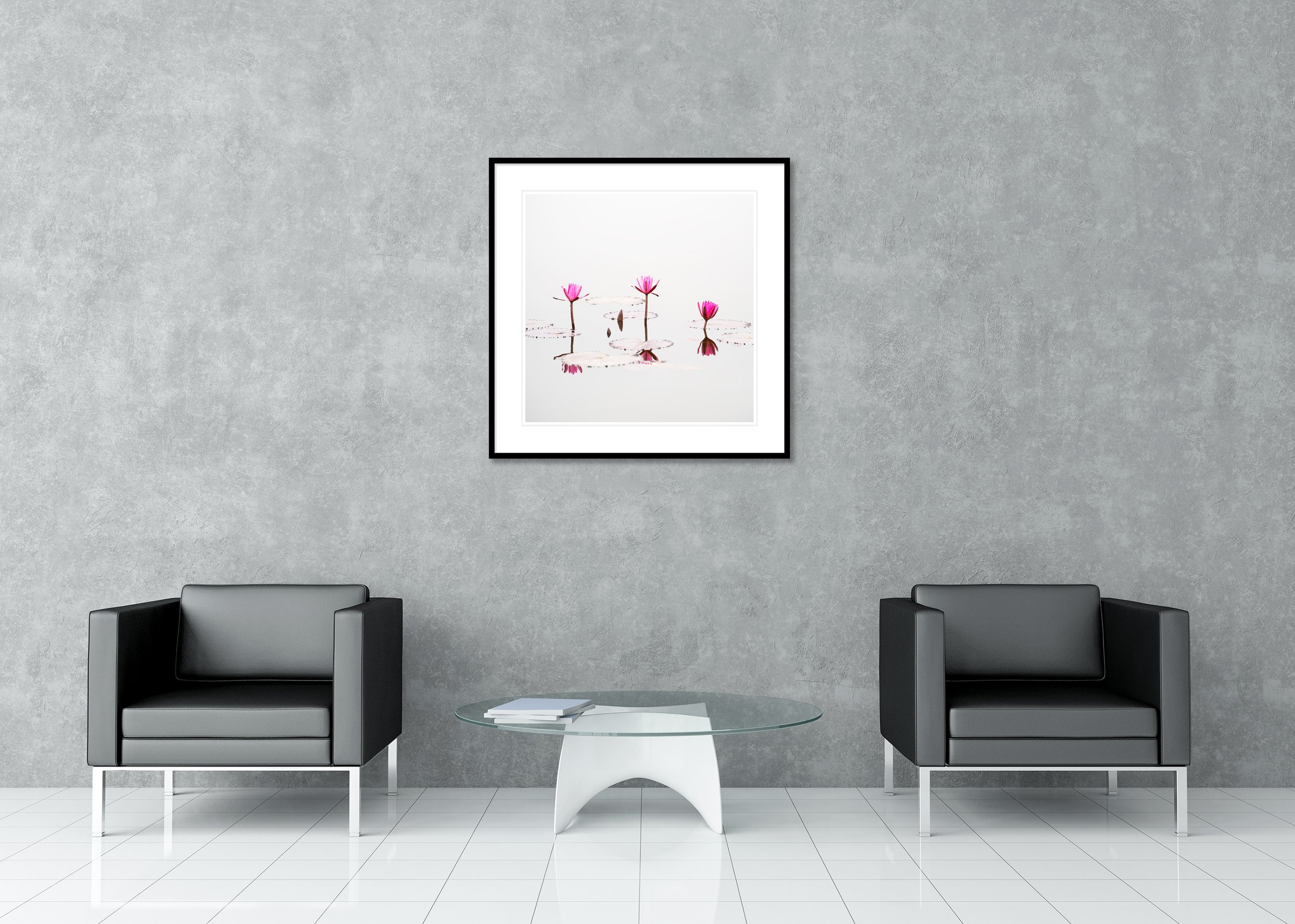 Gerald Berghammer - Nelumbo Nucifera, minimalist waterscape, lotus flower, Vietnam, Archival pigment print, aluminium frame, passe-partout, anti reflex glass