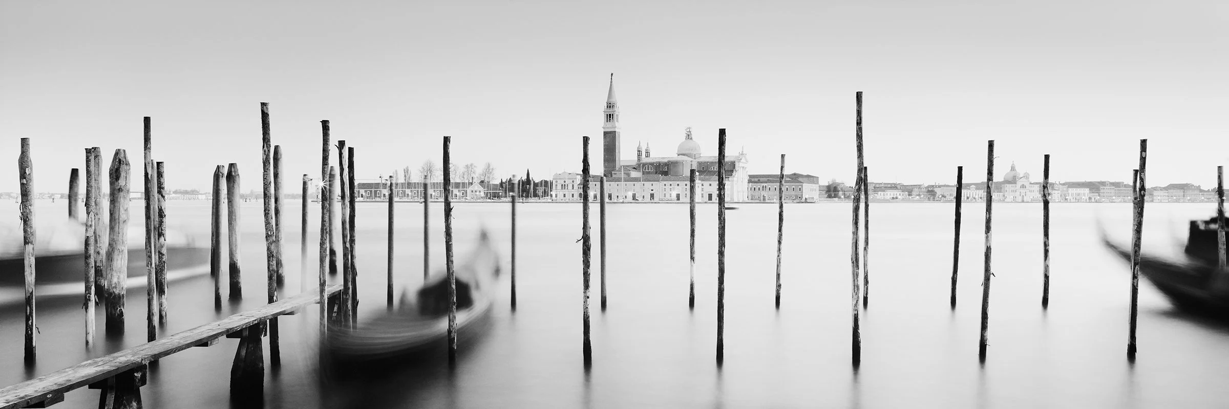 Basilica di San Giorgio Maggiore Panorama by Gerald Berghammer, black-and-white long-exposure photograph of Venice.