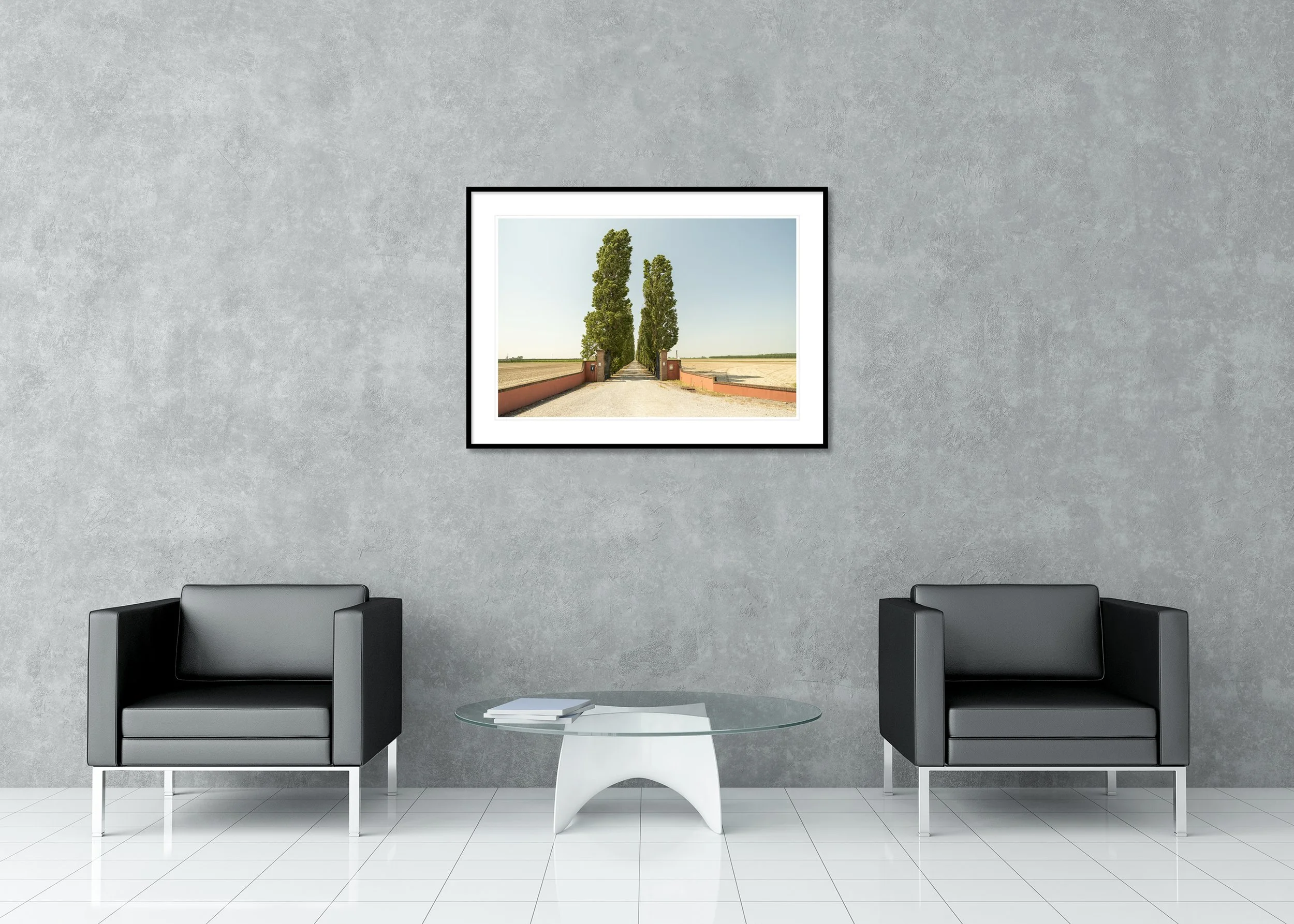 The Way to the Vineyard, Tuscany, Italy as a colour archival pigment print in a classic frame with mount.