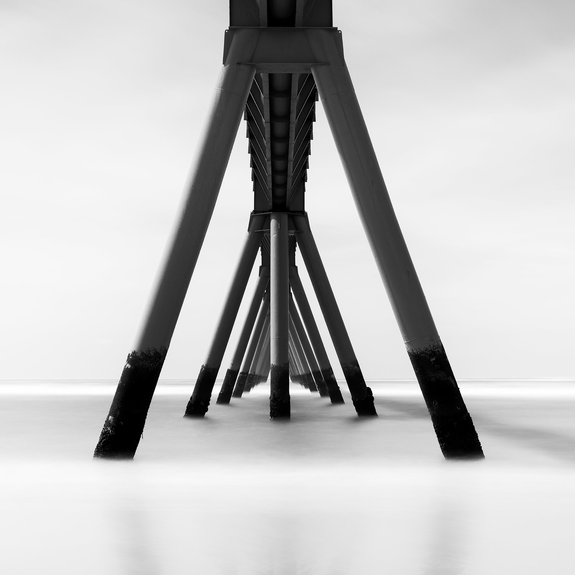 Wharf de la Salie Study 1 by Gerald Berghammer, detailed view of the monochrome tonal transitions in a coastal fine art photograph.