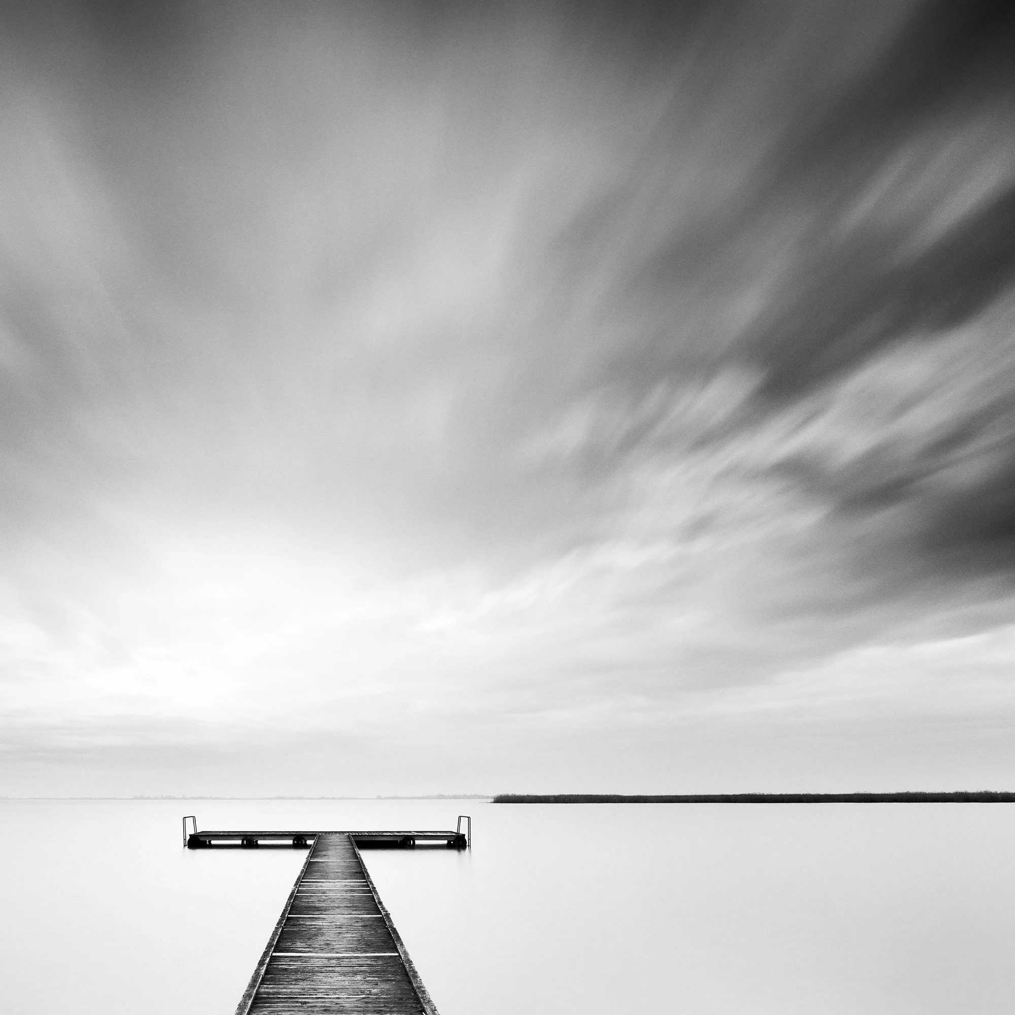 Detail of Winter Storm, an analogue black-and-white waterscape of Lake Neusiedl by Gerald Berghammer.