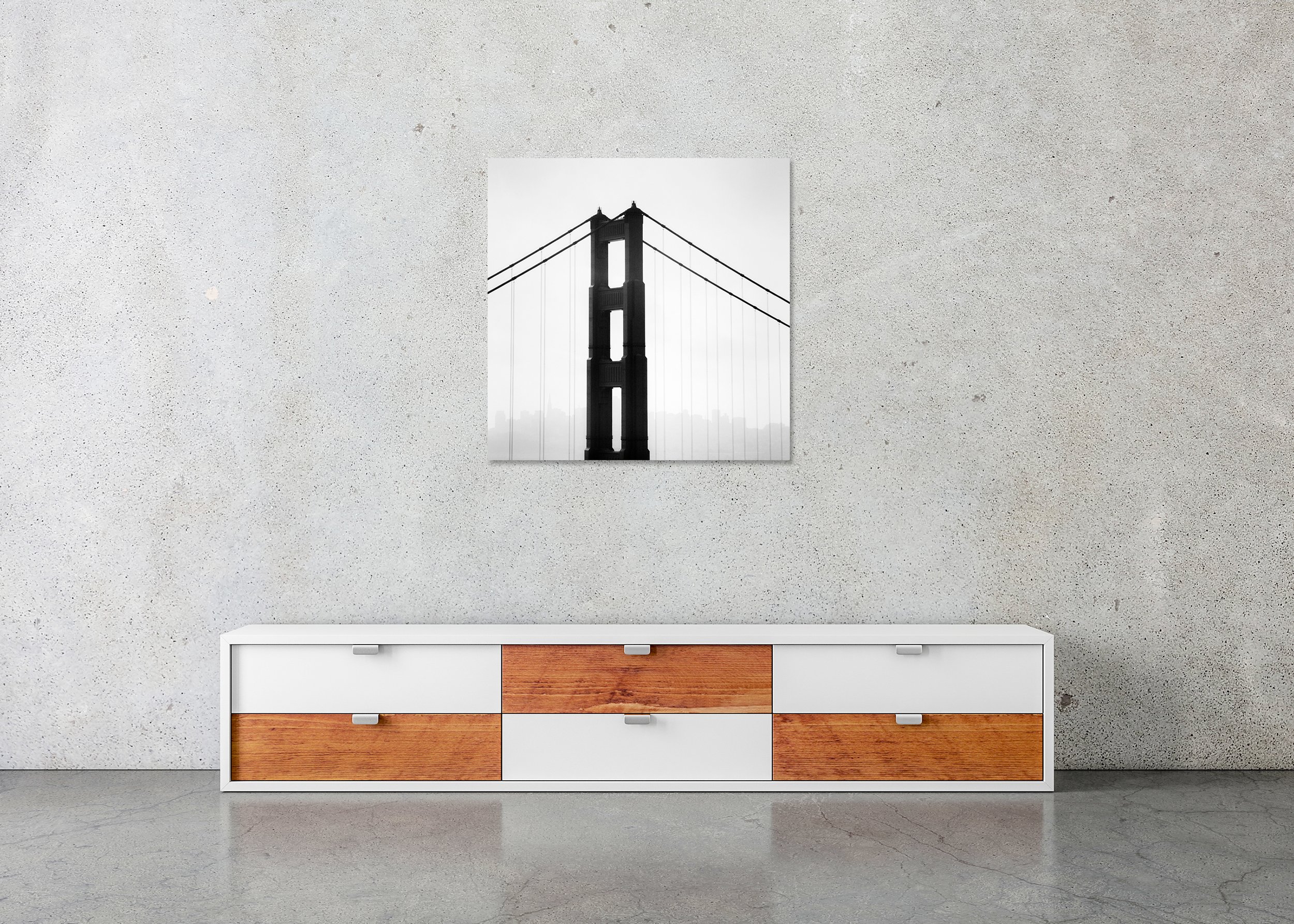 Gerald Berghammer - Golden Gate, minimalist cityscape, architecture detail, USA, ChromaLuxe print on aluminium, frameless