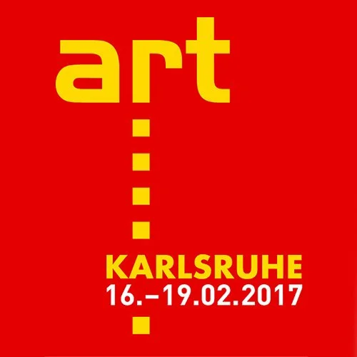 Red and yellow art KARLSRUHE 2017 fair poster accompanying the exhibition documentation of fine art photography by Gerald Berghammer.