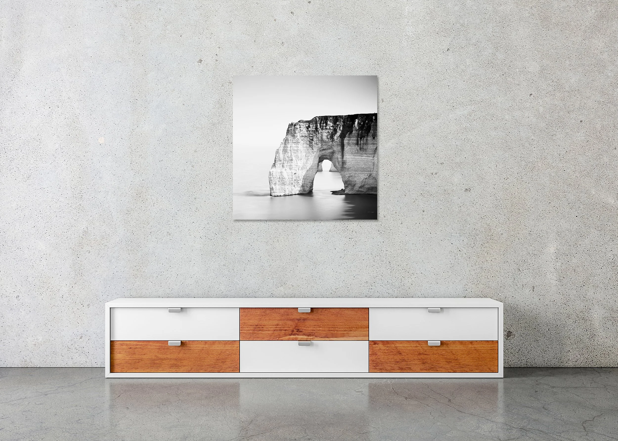The Cliffs of Étretat, Study 4 – France, black-and-white photo print mounted to Dibond, frameless