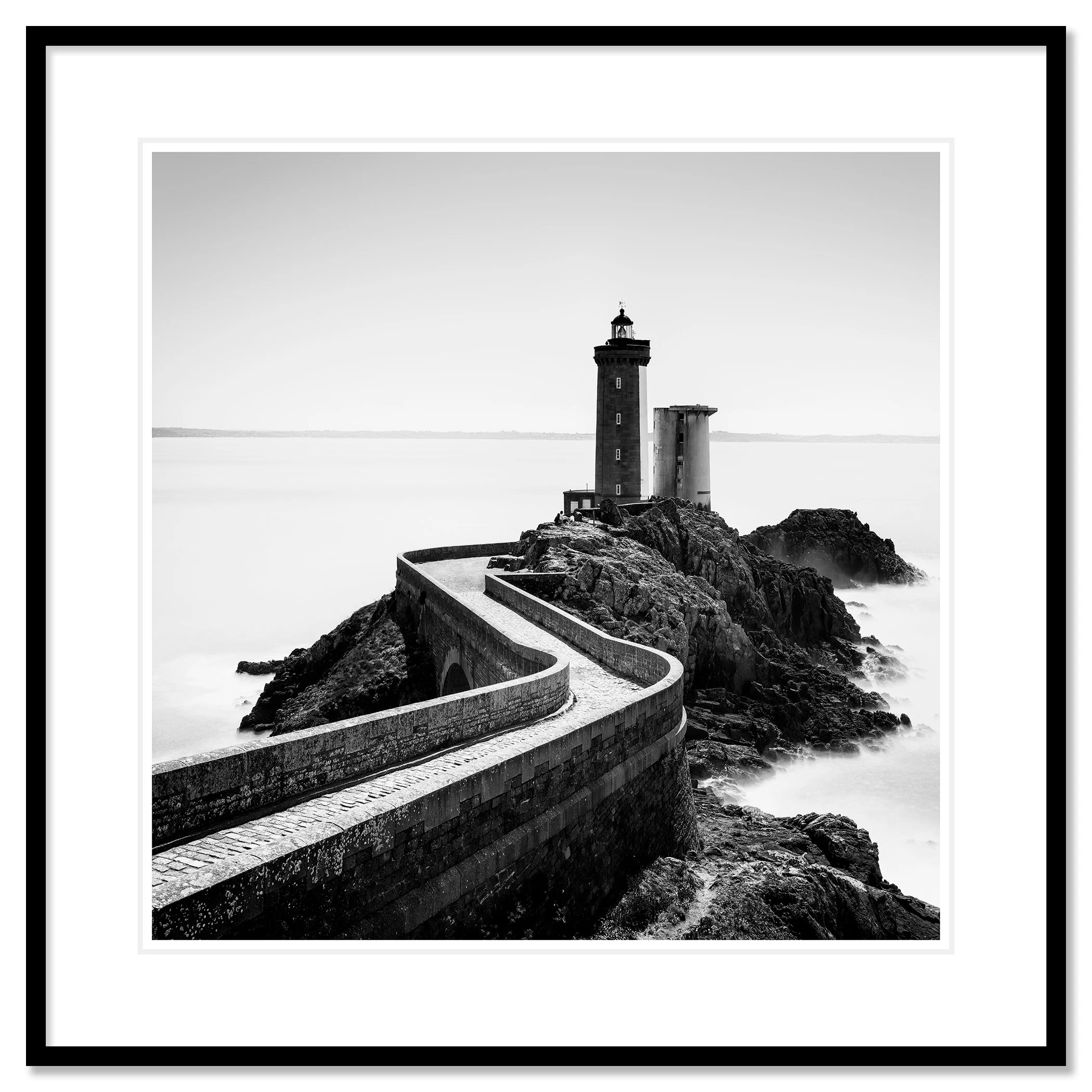 Petit Minou Lighthouse Study 1 – archival pigment print in a black aluminium frame with a white mount by Gerald Berghammer.