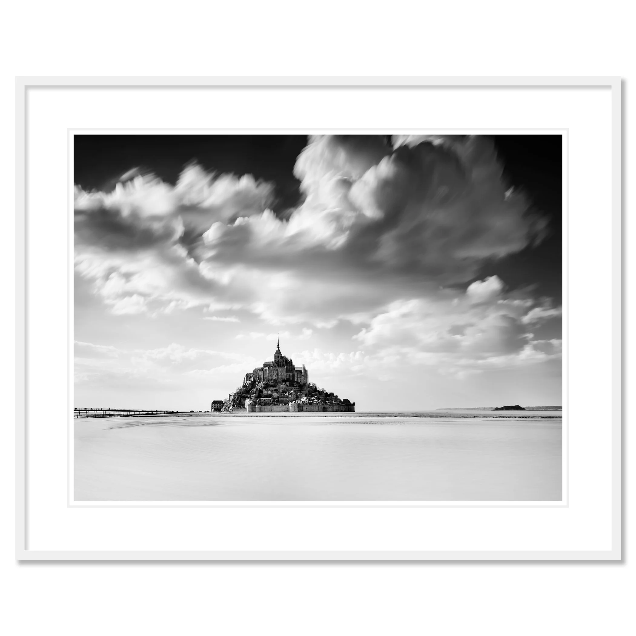 Mont-Saint-Michel Study 1 by Gerald Berghammer shown in a white aluminium frame with a white mount.